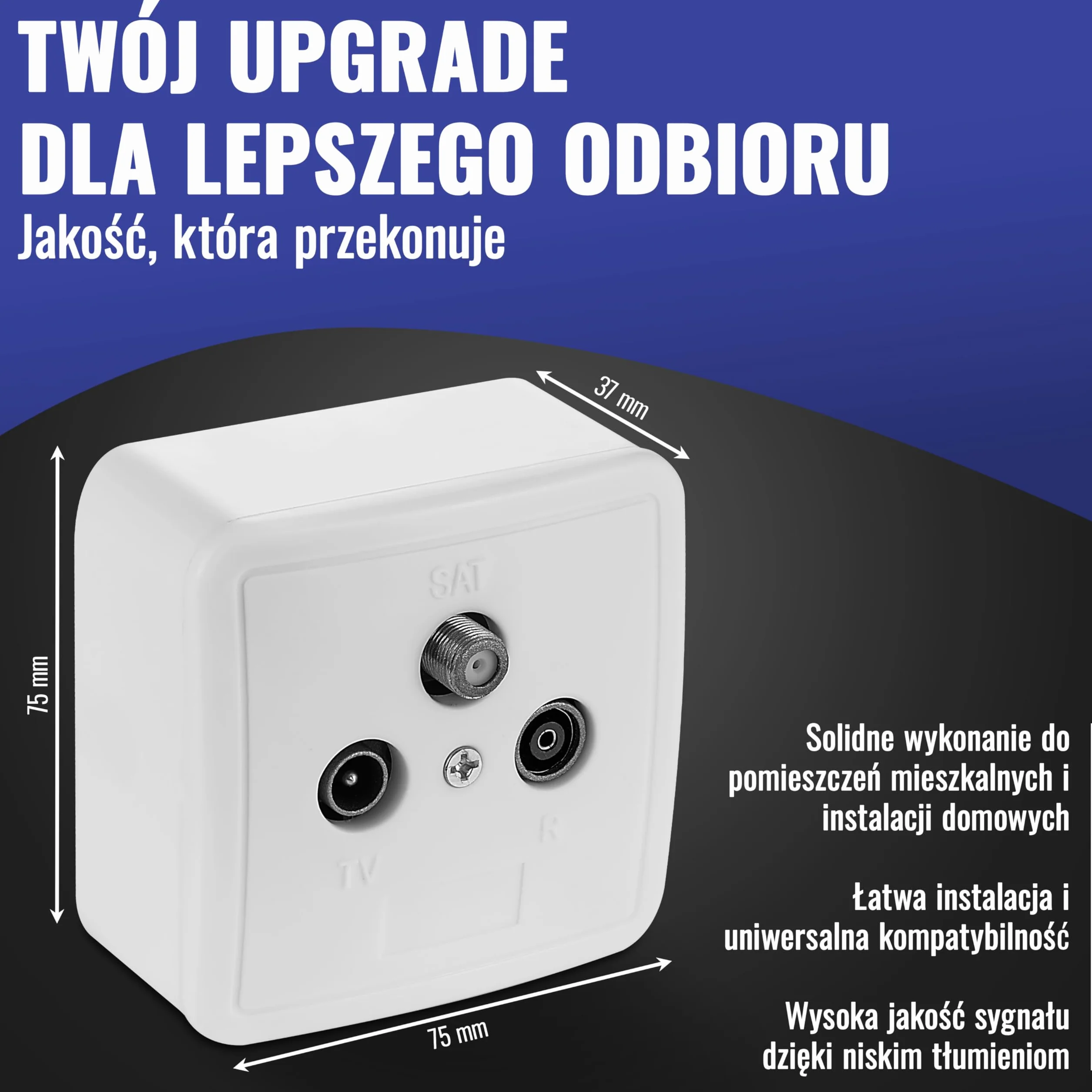 Poppstar gniazdo antenowe 3-otworowe SAT TV przyłącza kablowe do montażu natynkowego podtynkowego