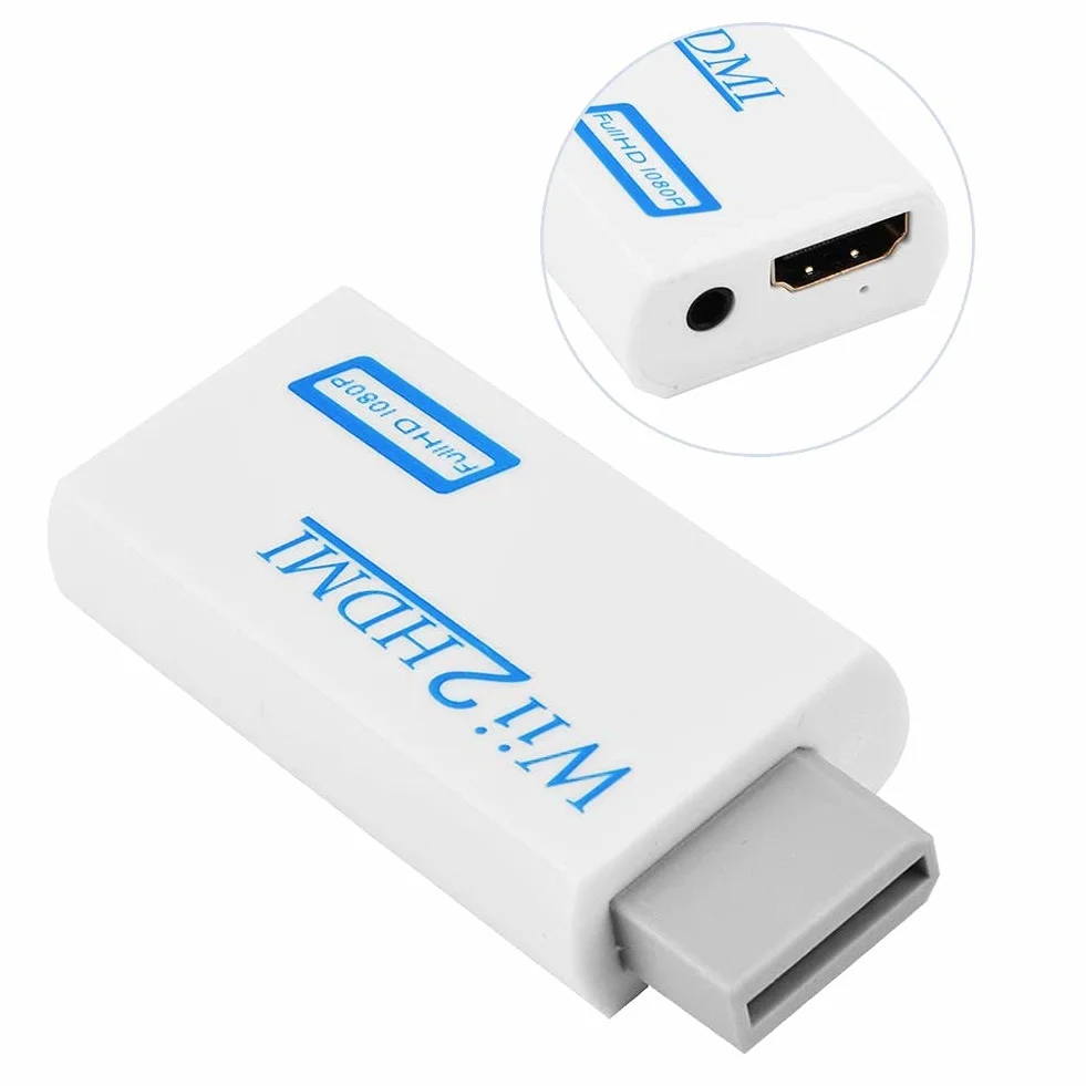 Konwerter Wii na HDMI, mini przenośny adapter Wii HDMI z wyjściem wideo 1080 P / 720 P HD i wyjściem audio 3,5 mm