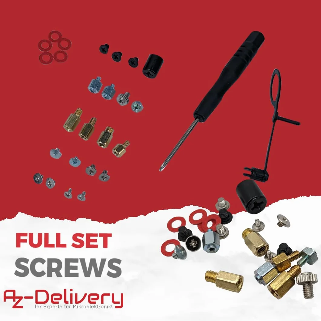 AZ-Delivery M.2 SSD zestaw śrub montażowych NVMe M.2 do płyt głównych PC, kompatybilny z Asus, MSI, Gigabyte, ASRock – zestaw śrub do M2 SSD, 21-częściowy