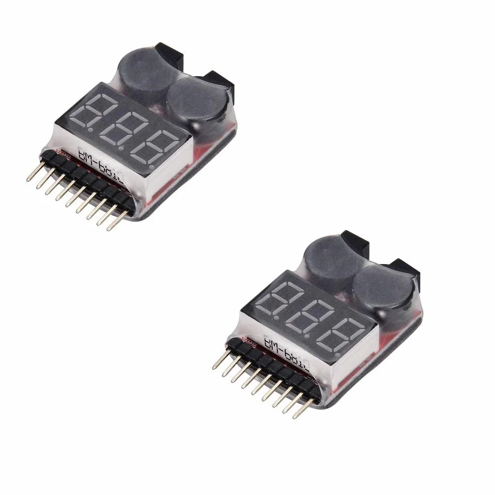 DollaTek 2 szt. RC Lipo Battery Monitor Tester alarmu Checker Niskie napi?cie Buzzer Alarm ze wska?nikiem LED dla akumulatora litowo-jonowego Lipo LiFe LiMn 1-8 S