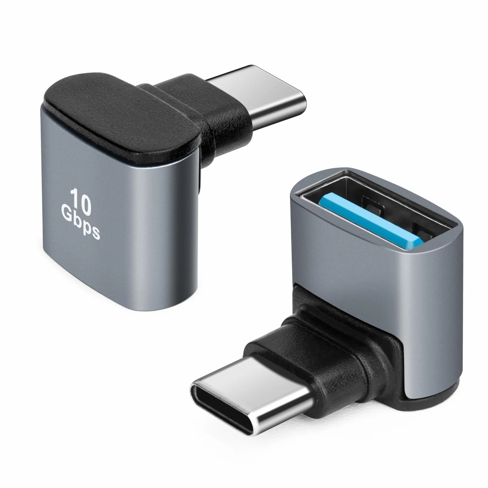90 stopni adapter USB C na USB 3.1 OTG (2 sztuki), prostokątna wtyczka USB C typu C na gniazdo USB, transmisja danych 10 G do smartfona, tabletu, laptopa