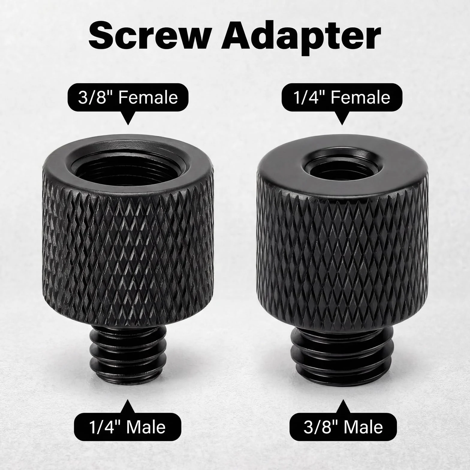 SHENLIU Adapter gwintowany 3/8" na 1/4" ze stopu aluminium do statywu mikrofonowego