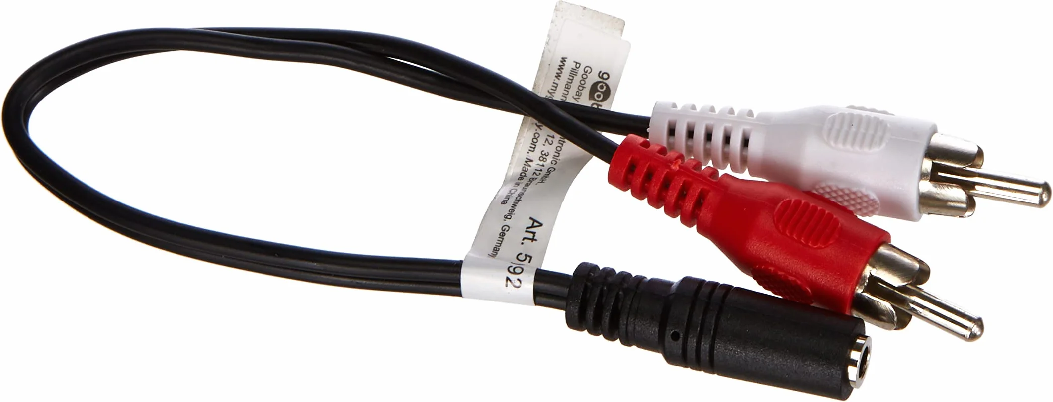 Goobay 50092 kabel audio jack 3,5 mm na adapter cinch, 3,5 mm gniazdo AUX na wtyk cinch (L/R), 0,2 m