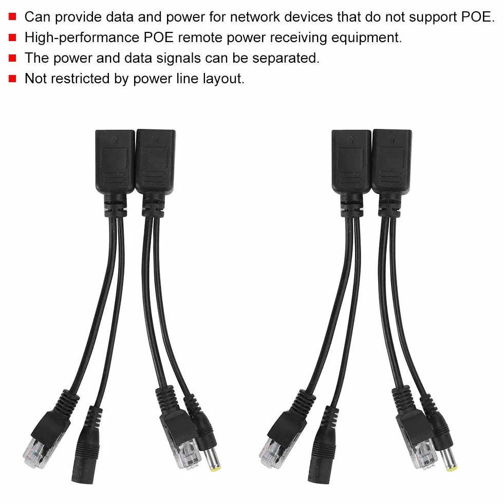 Poe Splitter Power Over Ethernet 2 Pary 12V Zasilanie Pasywne Nad Ethernet Adapter IEEE 802.3AF 10/100 Mbps dla Kamery Sieciowej