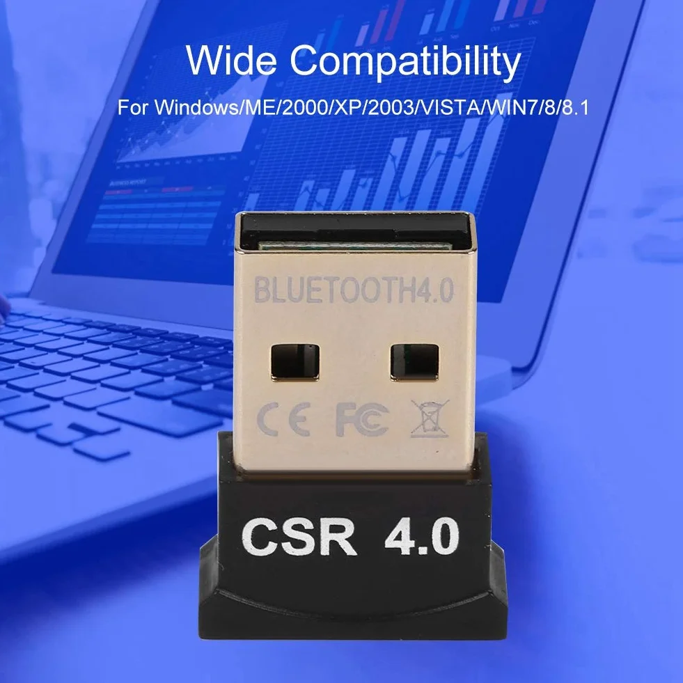 ASHATA Adapter Bluetooth USB, CSR4.0 USB Dongle Stick Adapter USB Dongle Receiver, bezprzewodowy adapter USB do komputera, zestawu słuchawkowego, drukarki itd.