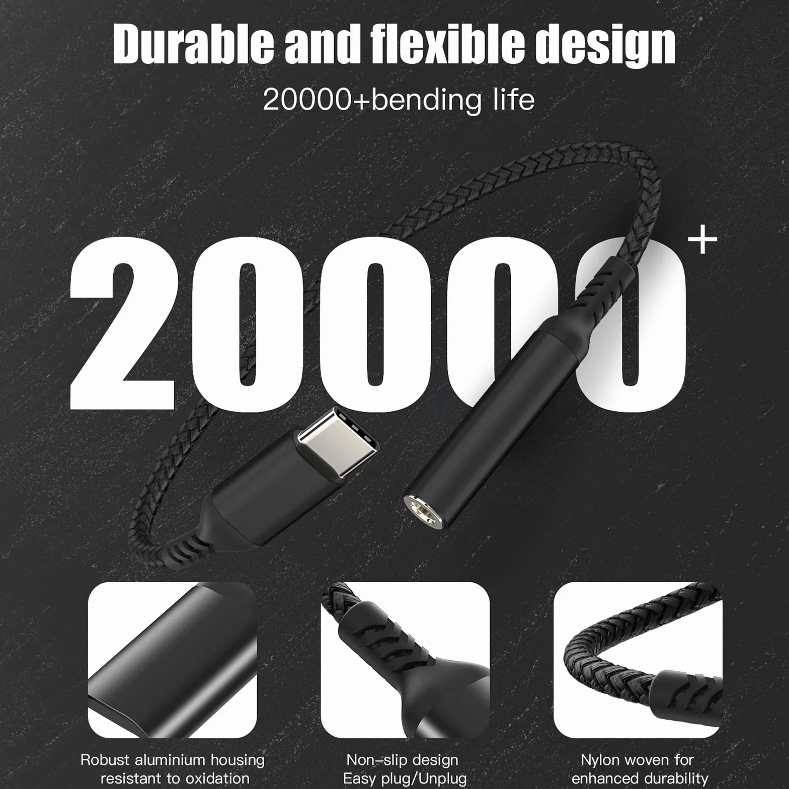Adapter gniazda słuchawkowego 3,5 mm, adapter USB typu C z DAC, słuchawki cyfrowe typu C na audio kompatybilny z iPhone 15 Pro Max/15 Pro/15, Galaxy S23-S20+, MacBook Pro, Huawei