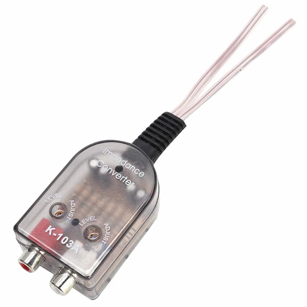 Aramox Konwerter samochodowy audio, impedancja dźwięku Stero, regulowany głośnik, wysoki do niski, Line Audio impedance konwerter ABS
