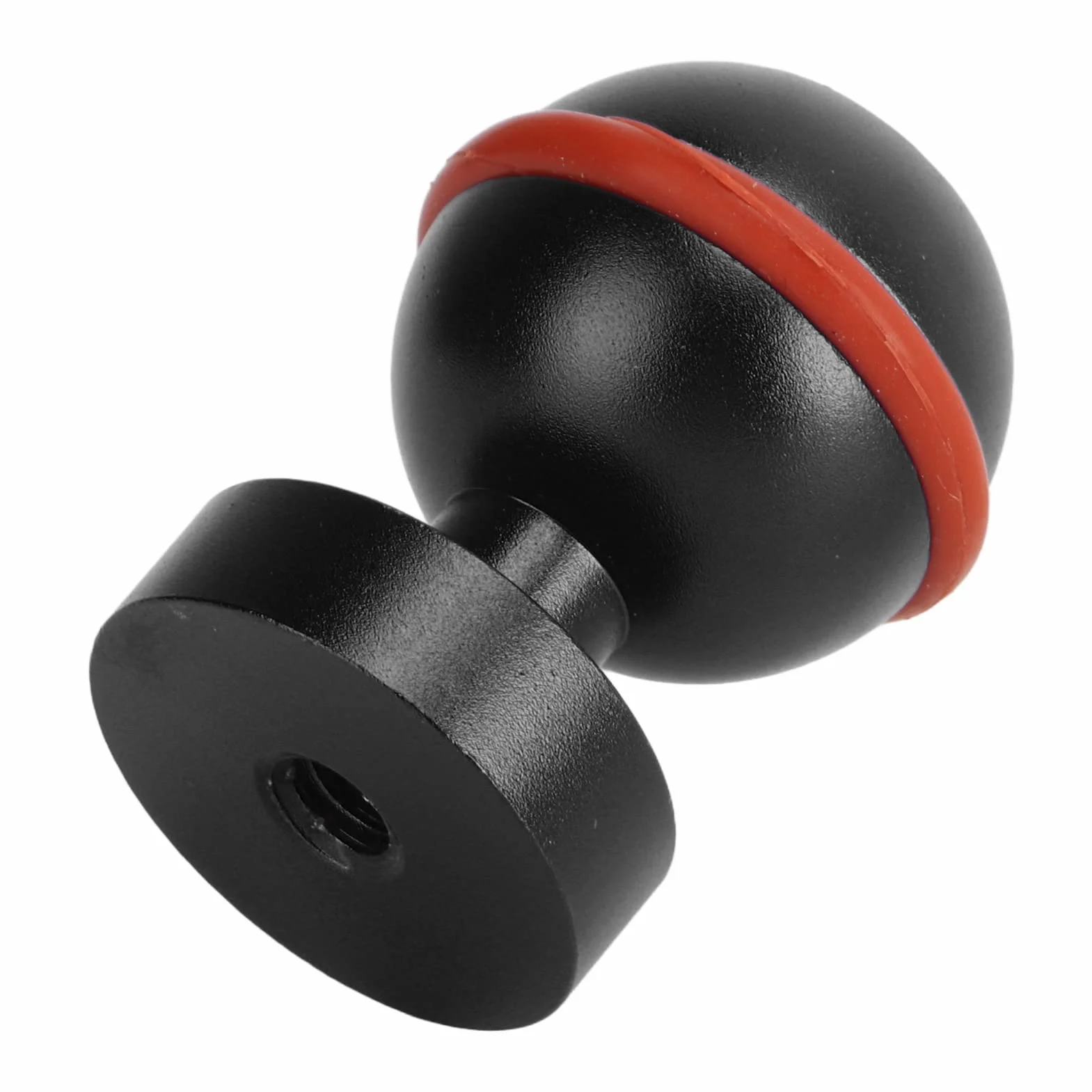 Akozon Adapter do podwodnego ramienia kuli, głowica kuli ze stopu aluminium, twarda powłoka anodowana: mała, lekka, trwała latarka nurkowa, głowa piłki (czarna)