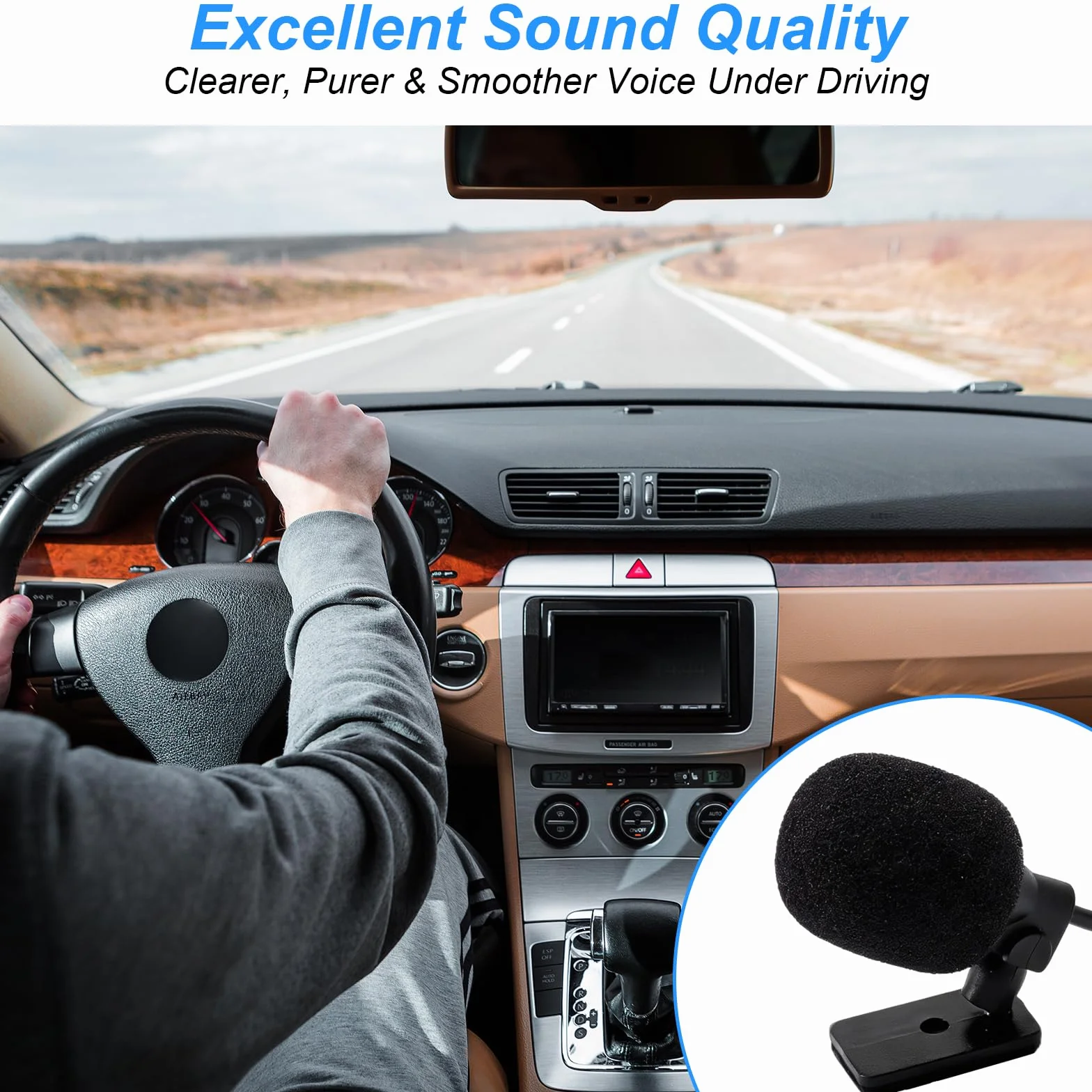 HENGBIRD Mikrofon samochodowy z kablem 3 m, jack 3,5 mm, zewnętrzny mikrofon samochodowy do Sony JVC Kenwood Jensen Alpine radio samochodowe nawigacja laptop odtwarzacz stereo, z zaciskiem U i