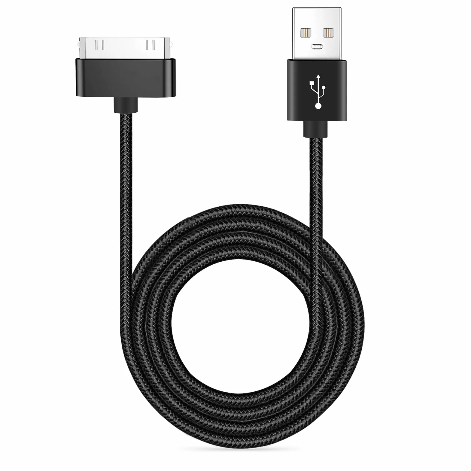 Kabel 30-pinowy o długości 100 cm, kompatybilny z iPhone 4s/4, iPhone 3G/3GS, iPad 1 2 3 i iPod, kabel USB do ładowania i synchronizacji, czarny