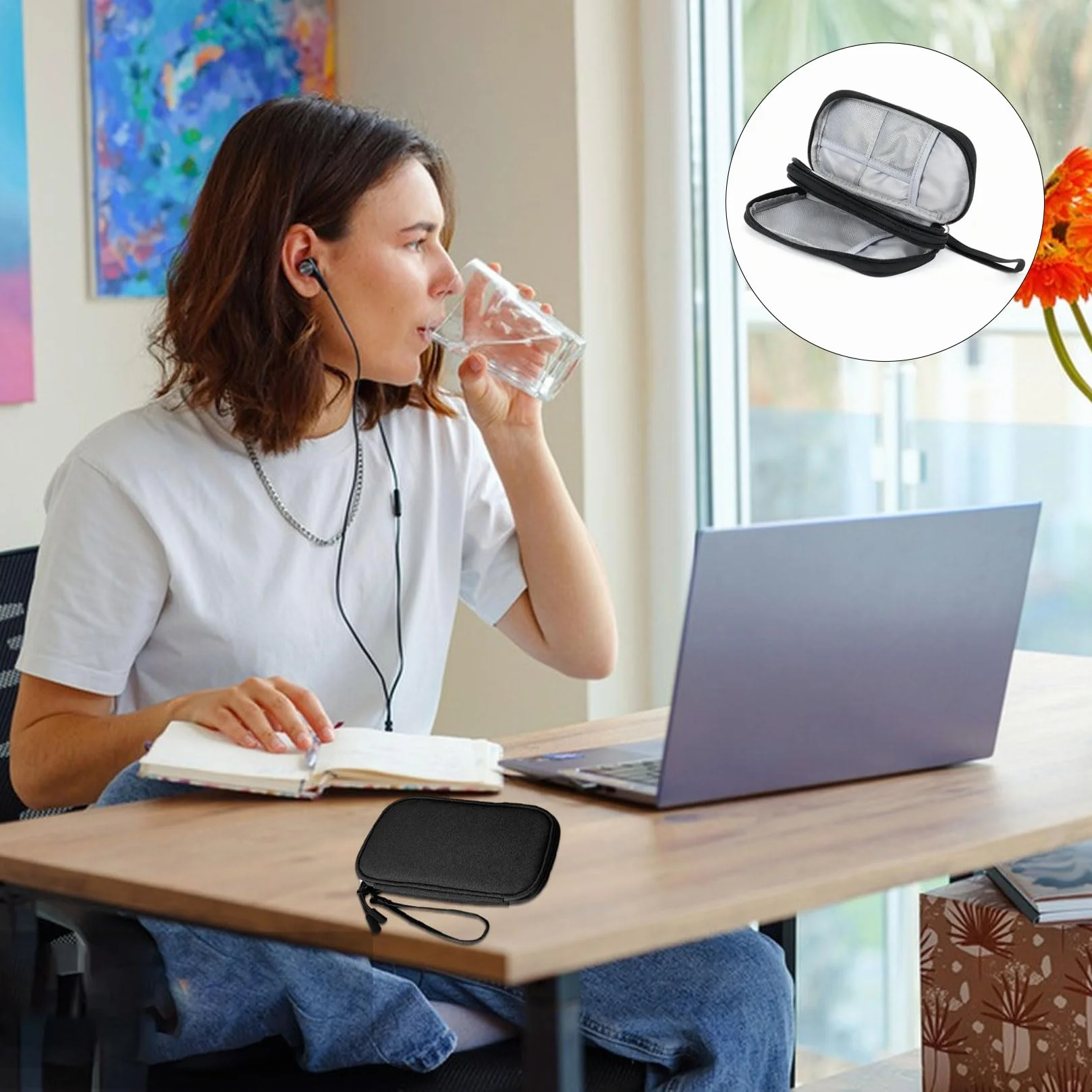 Organizer na kable, torba elektroniczna do organizera kabli podróżnych, dwuwarstwowy przenośny organizer kabli ładujących do elektroniki USB powerbank