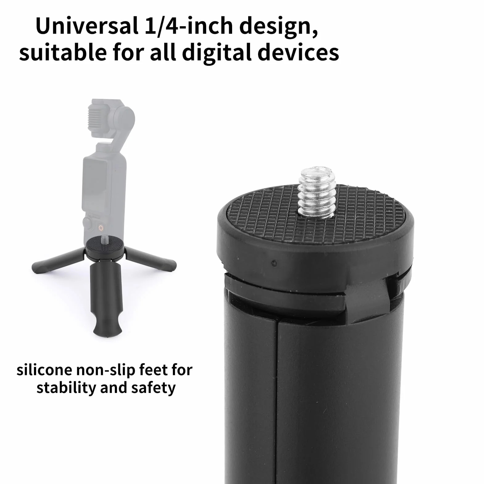 Miniaturowy Statyw do DJI Osmo Pocket 3 i 2, Montaż Na Biurku z Antypoślizgową Podstawą Kompaktowy Stołowy Uchwyt na Statyw do Akcesoriów DJI Osmo Pocket 3 (Czarny)