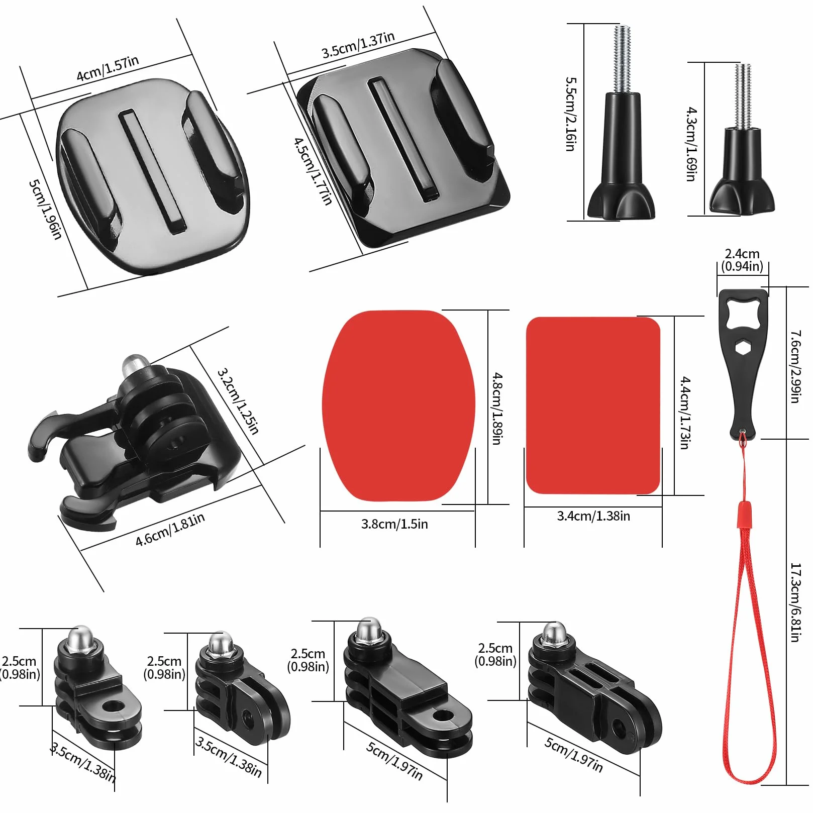 12 w 1 podkładkami samoprzylepnymi, do akcesoriów do mocowania kasku, do mocowania, zakrzywione uchwyty samoprzylepne kompatybilne z GoPro Hero Session 4/3/3+/2 DJI Osmo kamerami sportowymi