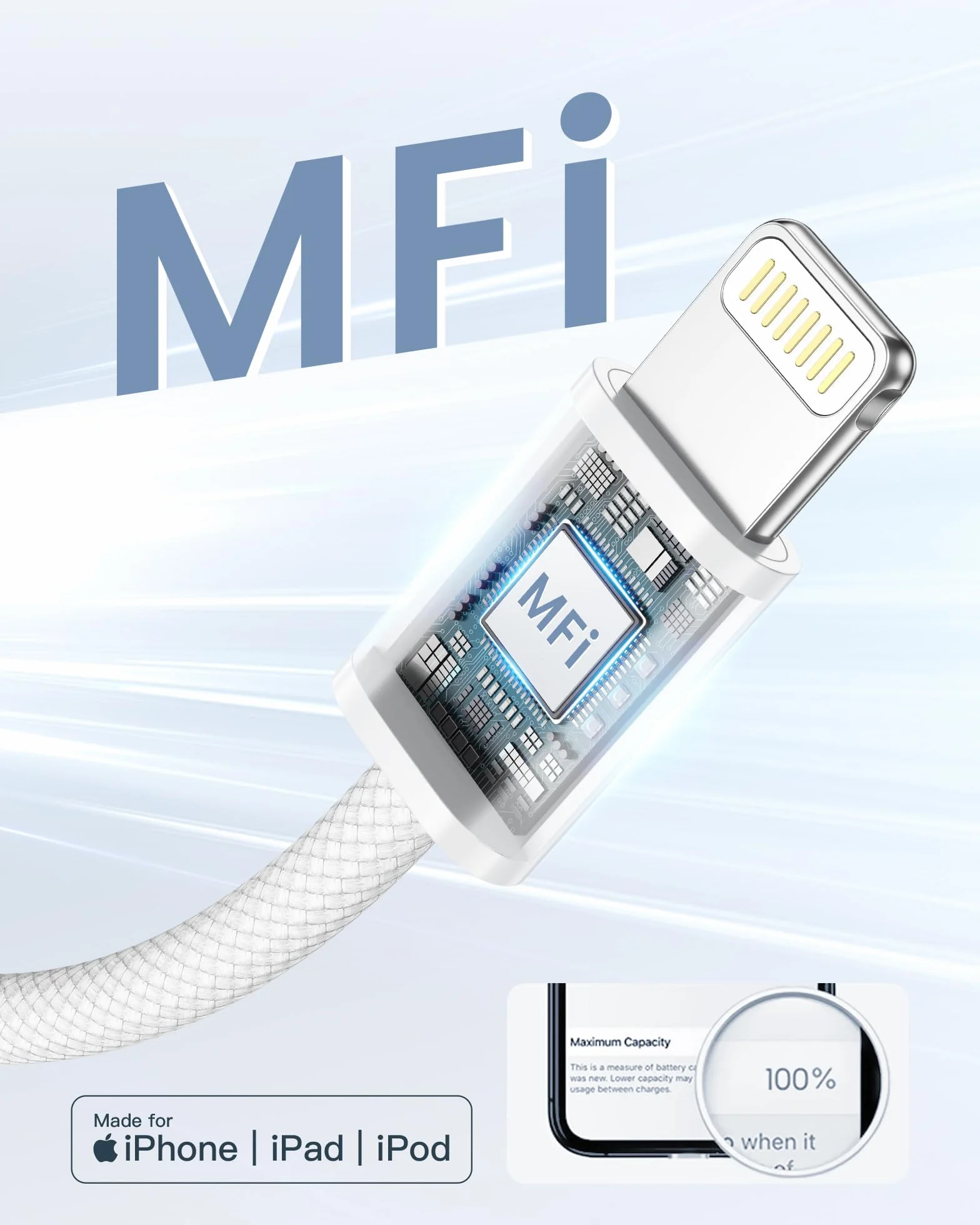 Oryginalny kabel do ładowania iPhone'a, 2 sztuki, 1 m, certyfikat MFi iPhone, kabel do szybkiego ładowania USB na Lightning do iPhone 14 13 12 11 Pro Max Mini XS XR X 8 8 Plus 7 6 6s Plus