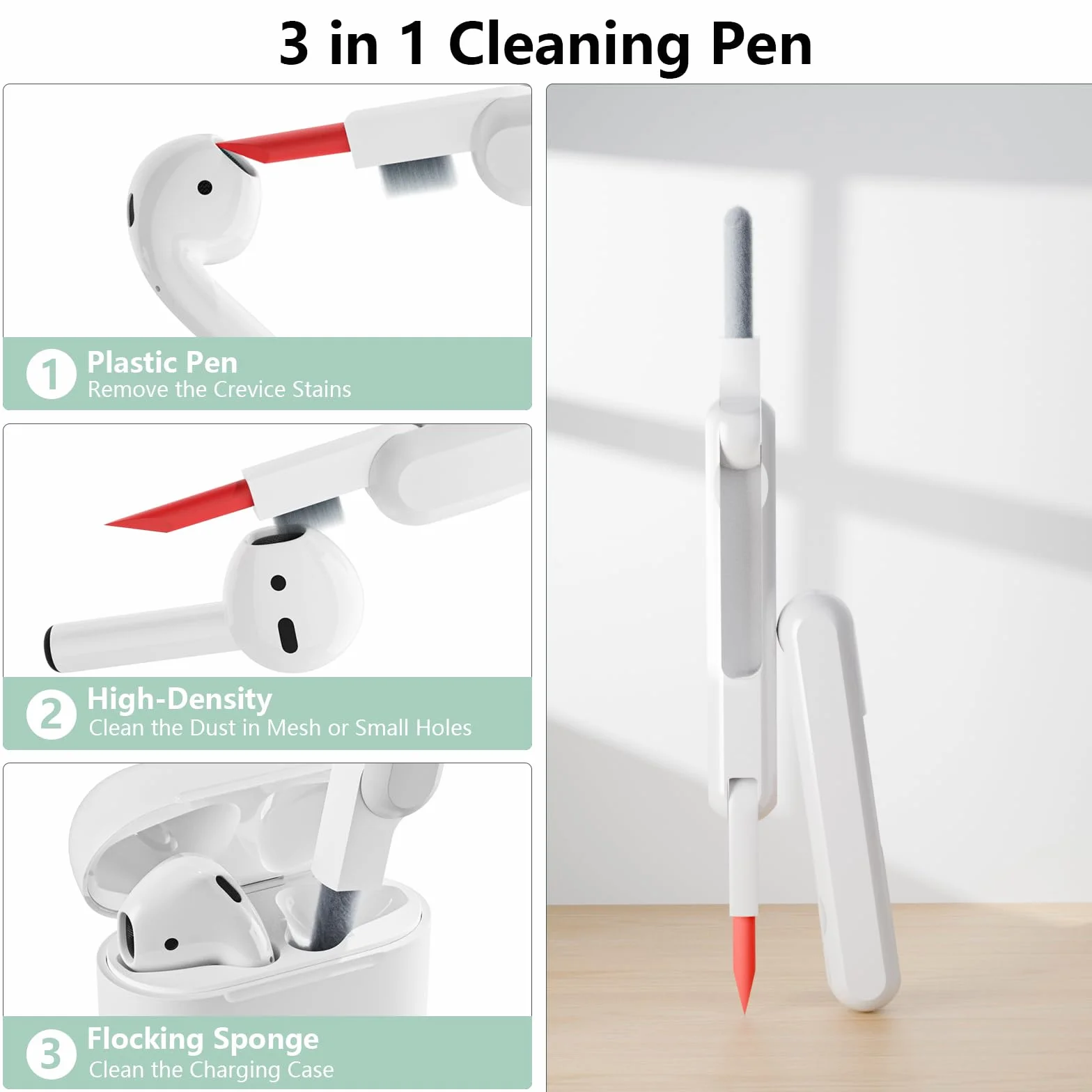 Etui kompatybilne z AirPods 4 z zestawem czyszczącym, miękki pokrowiec ochronny, szary