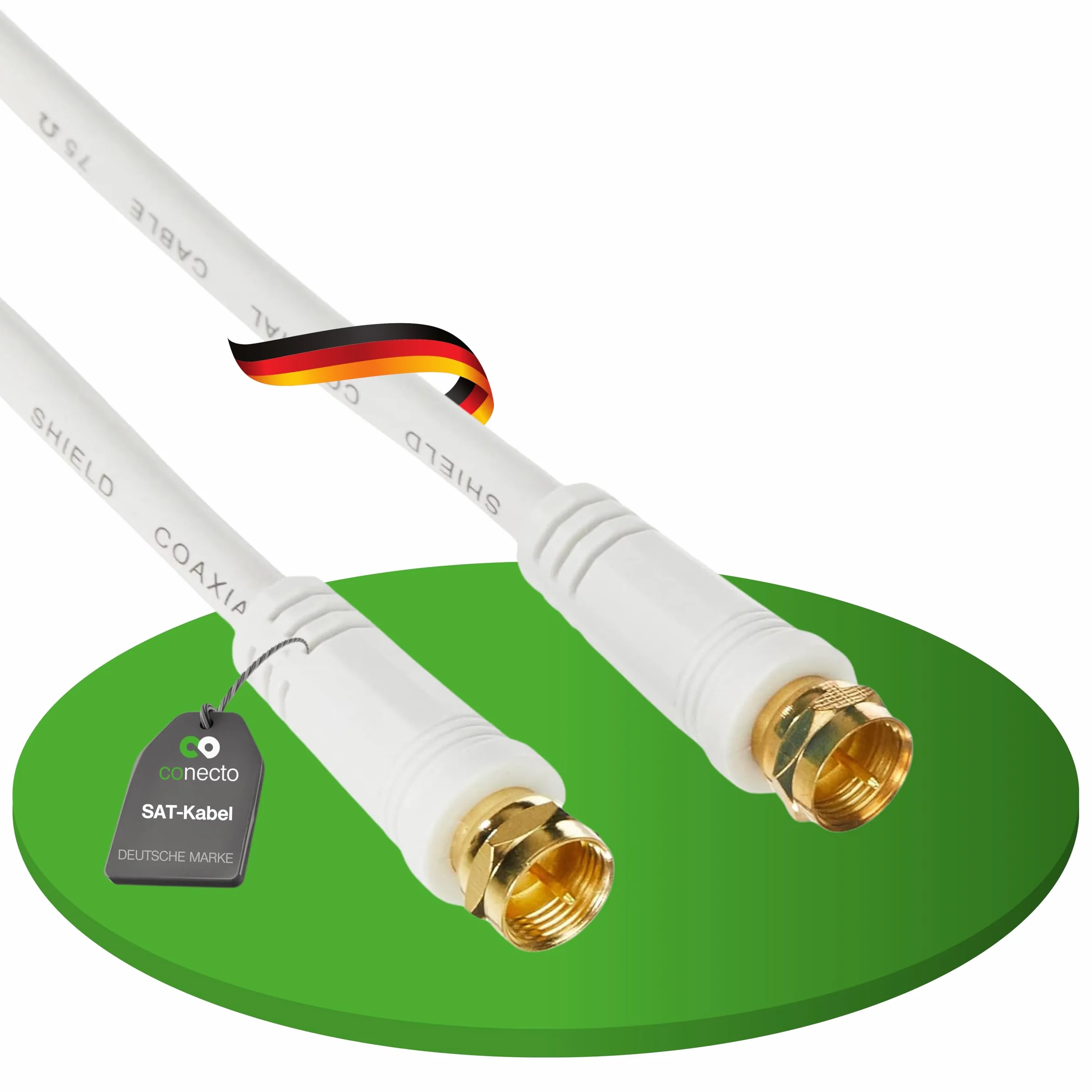 conecto Kabel antenowy SAT, kabel koncentryczny - wtyczka do wtyczki, biały, 5,00 m
