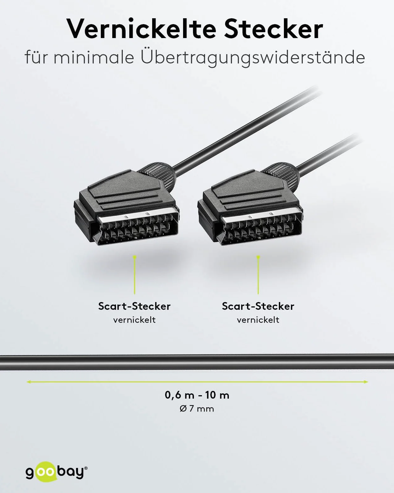 Goobay 11702 SCART kabel przyłączeniowy, niklowany, średnica 7 mm, długość kabla 1,5 m