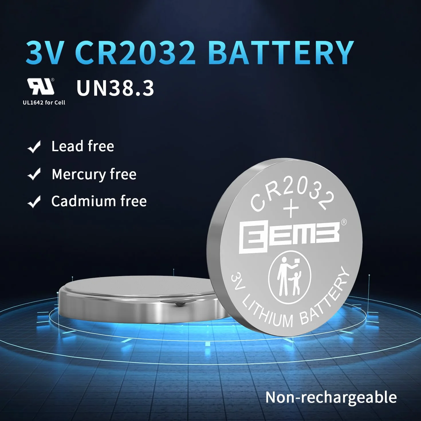 EEMB CR2032 Bateria litowa 3V Li-MnO ₂ Bateria z przyciskiem 2032 Bateria DL2032 ECR2032 LM2032 Kompatybilna z kluczem Fob, zdalny monitor glukozy samochodowy Zdalne sterowanie obrożami dla zwierząt Zegarażowych drzwi świecznych(20)