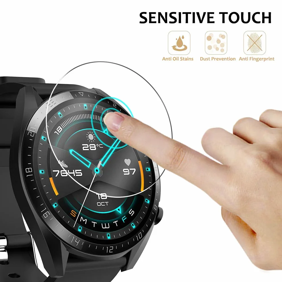 Hianjoo Szkło hartowane [5-pak] kompatybilne z Huawei Watch GT 2 46 mm, zamiennik osłony ekranu do Huawei GT 2 46 mm (nie dla 42 mm)