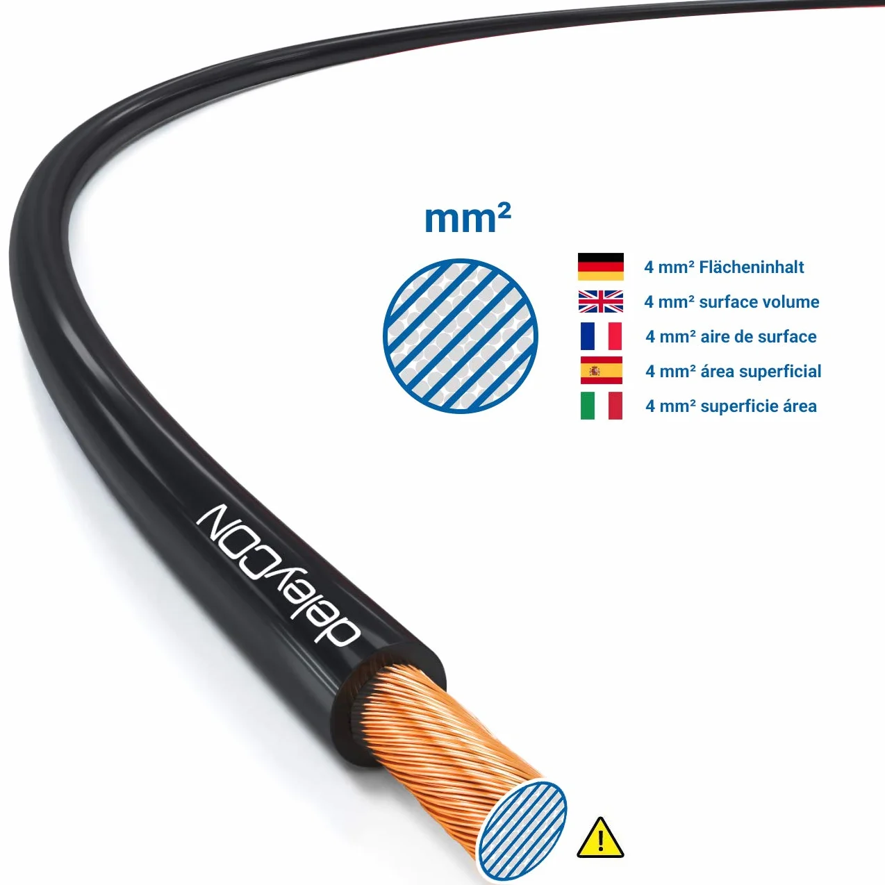 deleyCON 50m Kabel Głośnikowy 2x 4,0mm² Przewód Głośnikowy Aluminium Pokryte Miedzią CCA 2x56x0,30mm Lica Oznaczenie Biegunowości - Czerwony/Czarny
