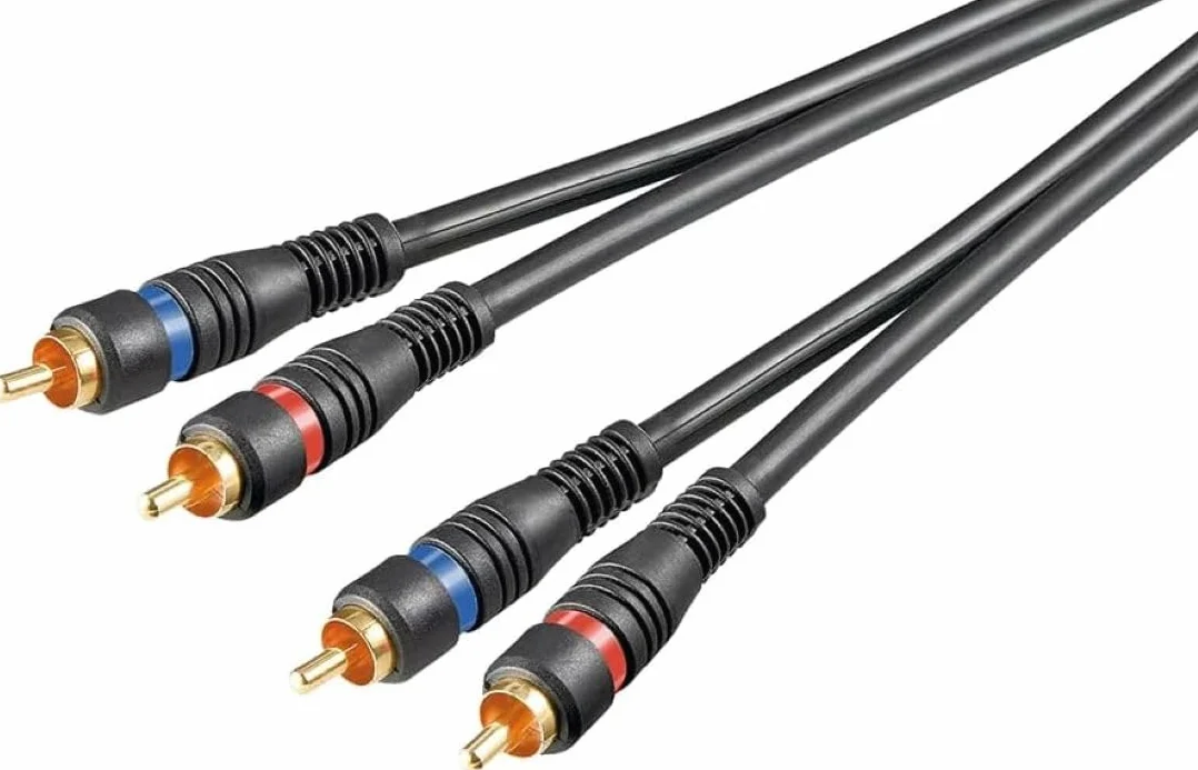 Goobay 50119 Kabel stereo RCA 2x RCA, podwójnie ekranowany, czarny, długość kabla 3 m