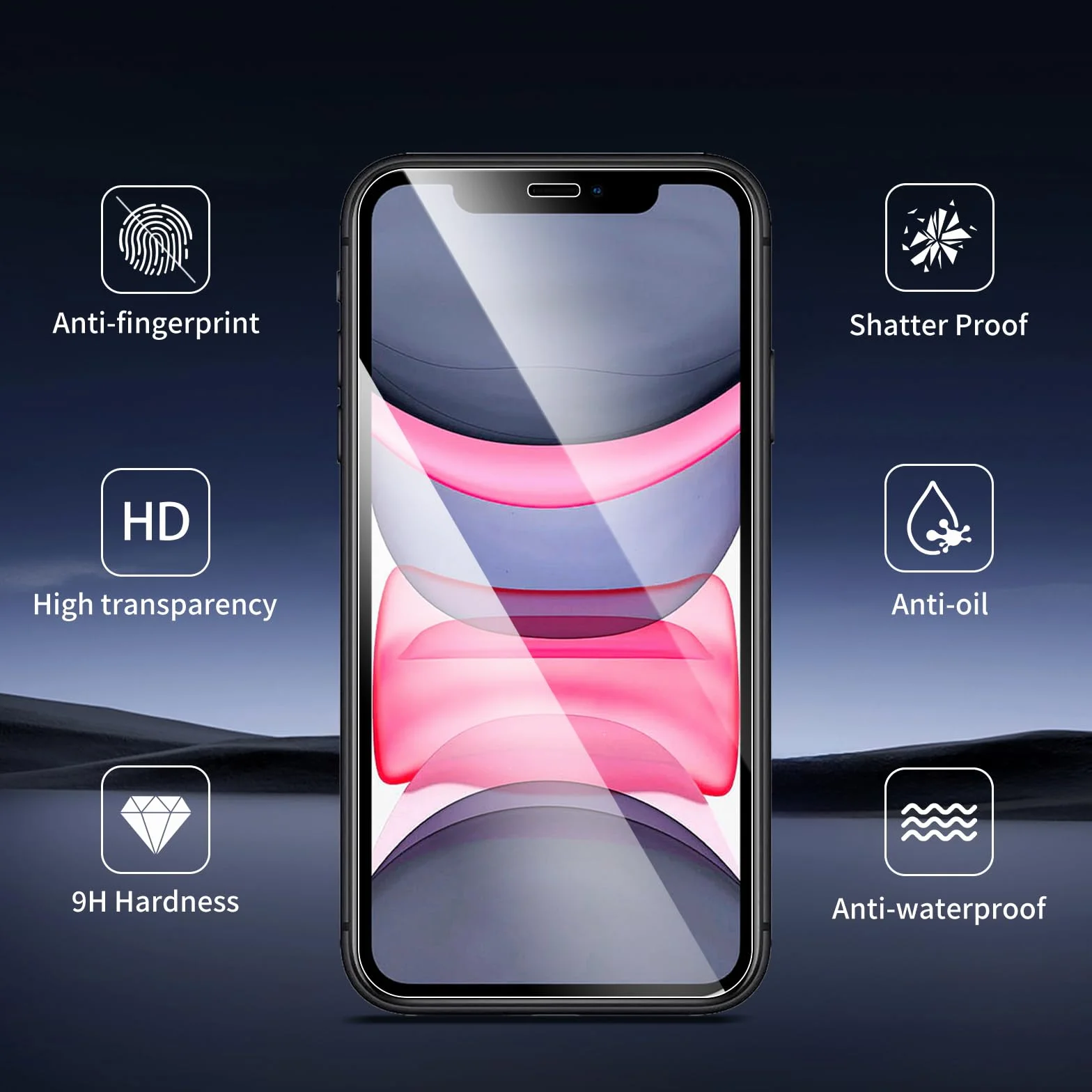 Szkło hartowane 9H do iPhone 11, przezroczyste HD, odporne na zarysowania, zestaw 3 sztuk + 3 osłony aparatu