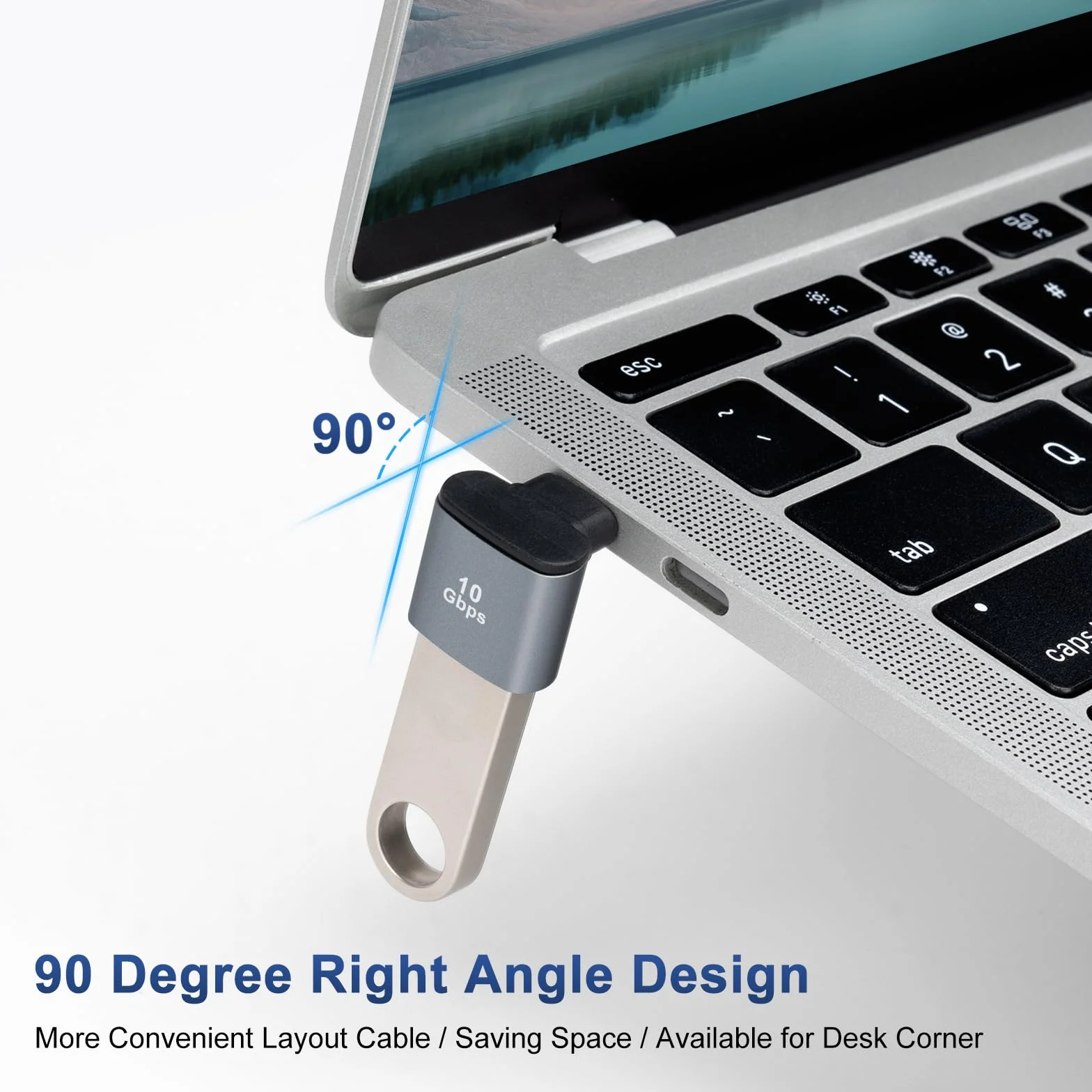 90 stopni adapter USB C na USB 3.1 OTG (2 sztuki), prostokątna wtyczka USB C typu C na gniazdo USB, transmisja danych 10 G do smartfona, tabletu, laptopa