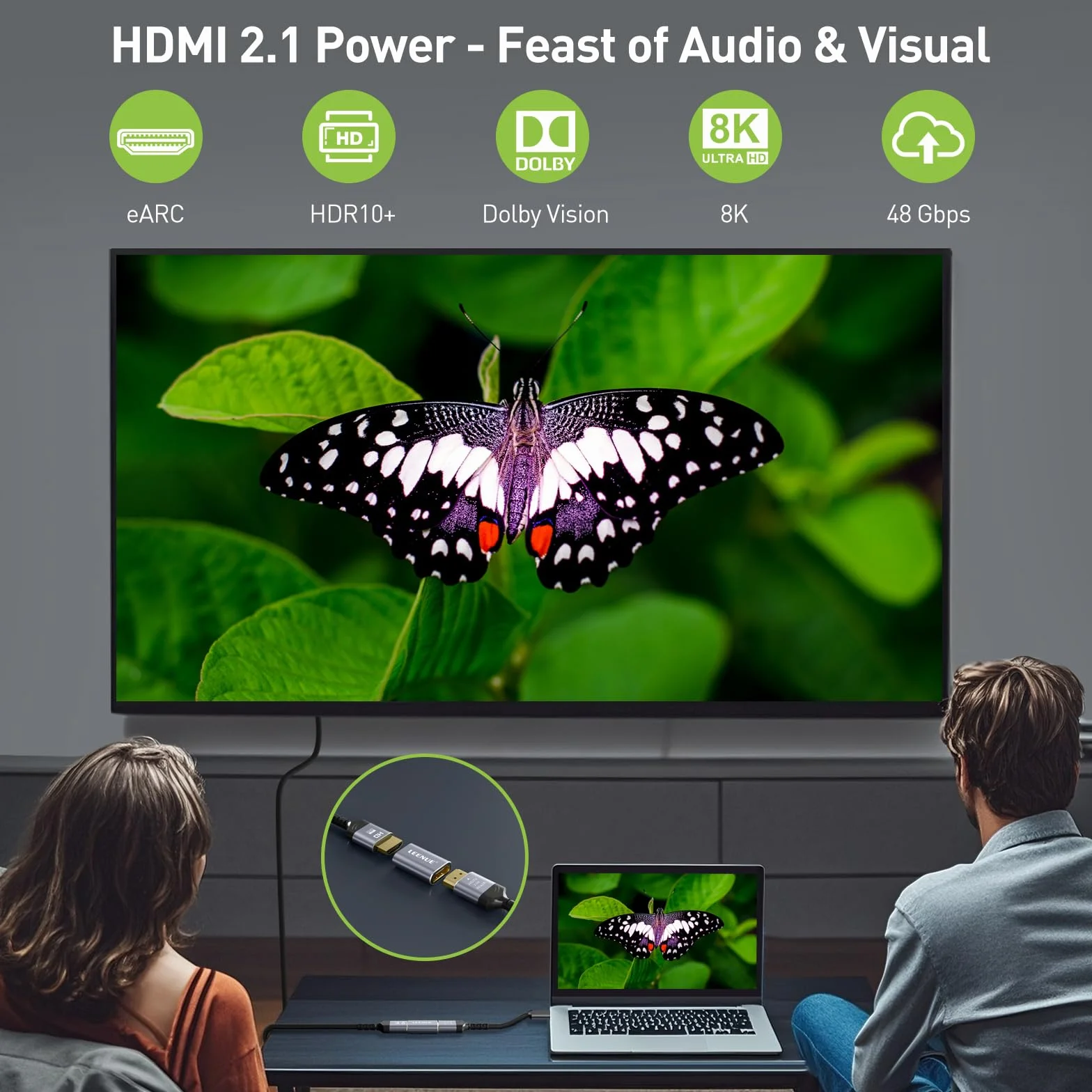 Aluminiowy adapter HDMI 2.1 złącze żeńskie żeńskie 8K 60Hz 4K 120Hz 2 sztuki