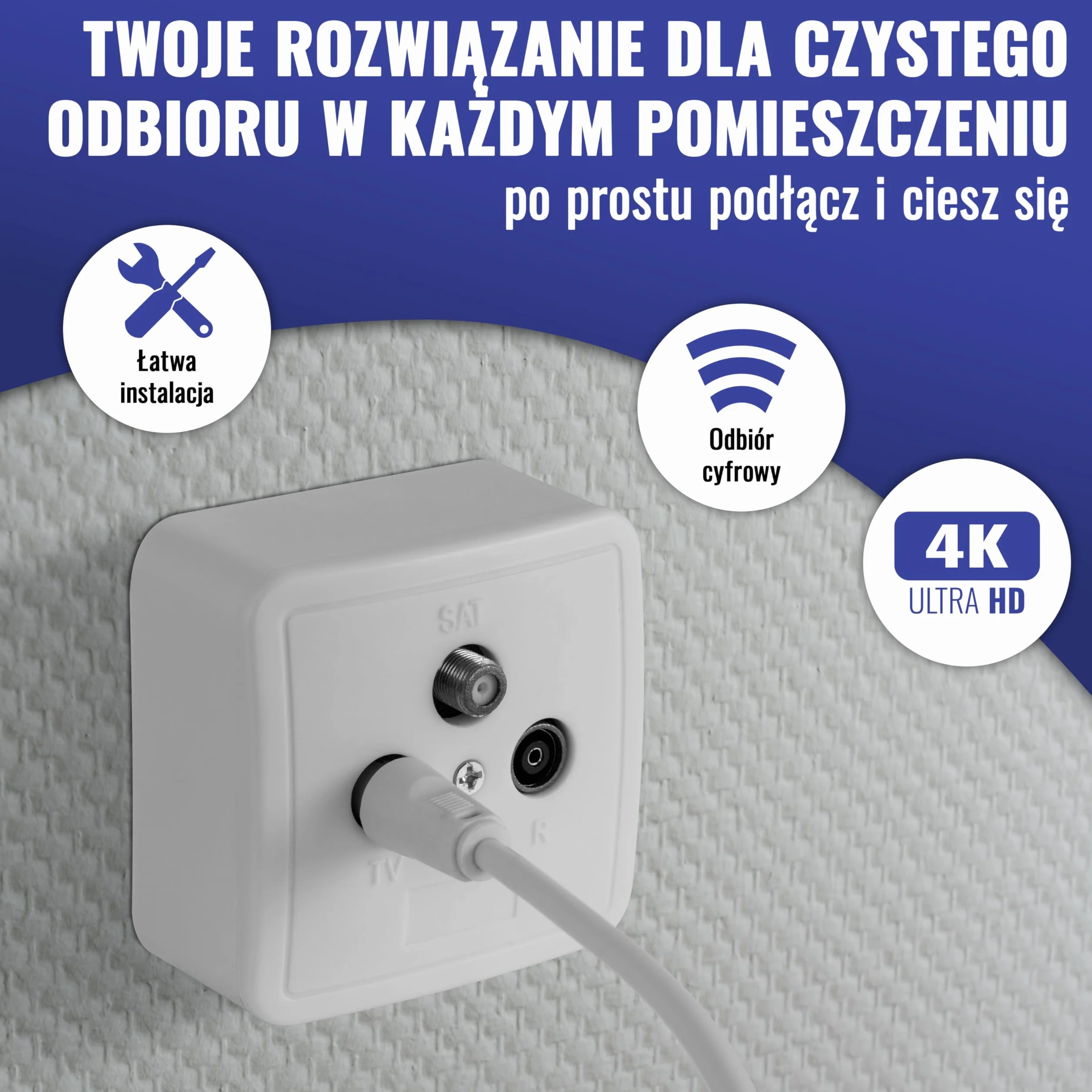 Poppstar gniazdo antenowe 3-otworowe SAT TV przyłącza kablowe do montażu natynkowego podtynkowego