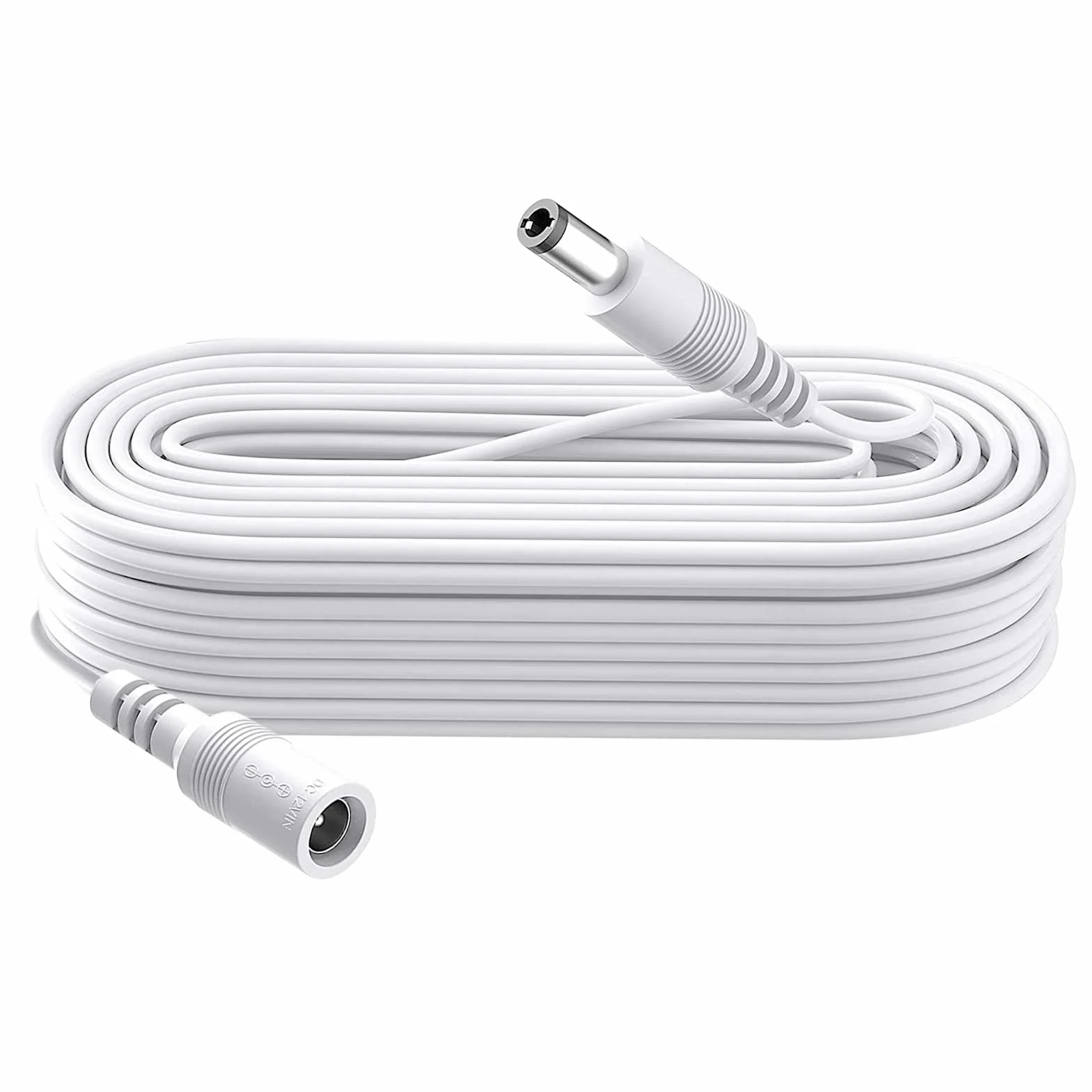 Przedłużacz zasilania DC 10 m, wtyczka 5,5 mm x 2,1 mm, wtyczka męska na żeńska, DC 5 V 6 V 9 V 12 V 24 V do kamer bezpieczeństwa, DVR, routera, drukarki, taśmy LED, biały
