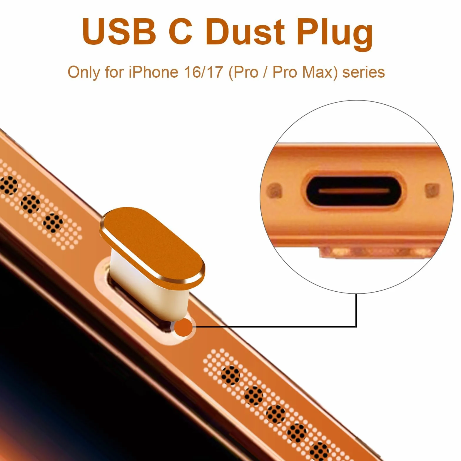 iPhone 17 Pro Max Metalowe USB C Osłona Przeciwpyłowa 4-pak