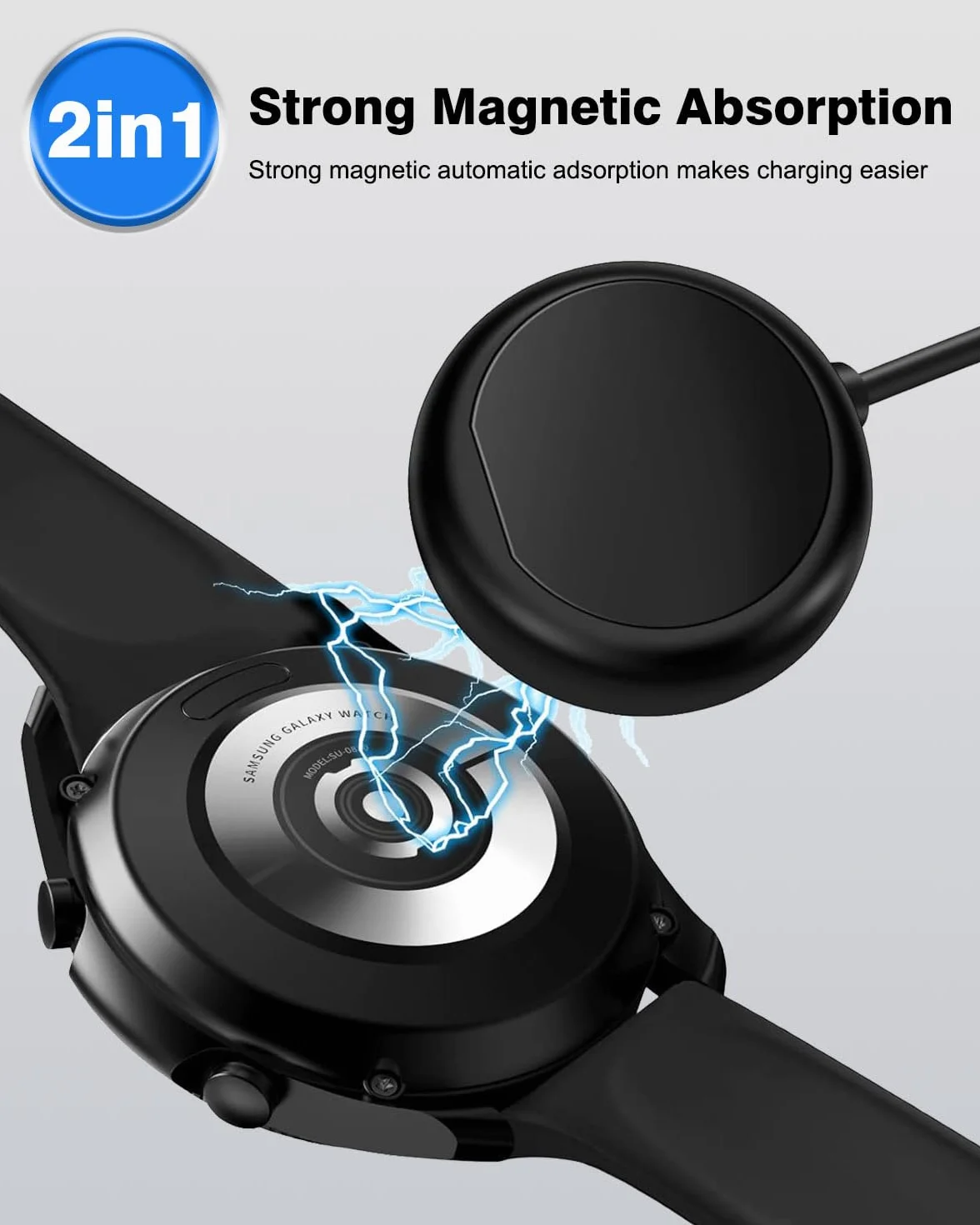 BLITEZZ 2 w 1 Przewód do ładowarki Samsung z magnetyczną ładowarką dla zegarka Samsung/Przewód USB C o długości 2 m kompatybilny z Samsung Galaxy Watch 6/6 Classic/5/5 Pro/4/3/2/Active/Galaxy S22/S21