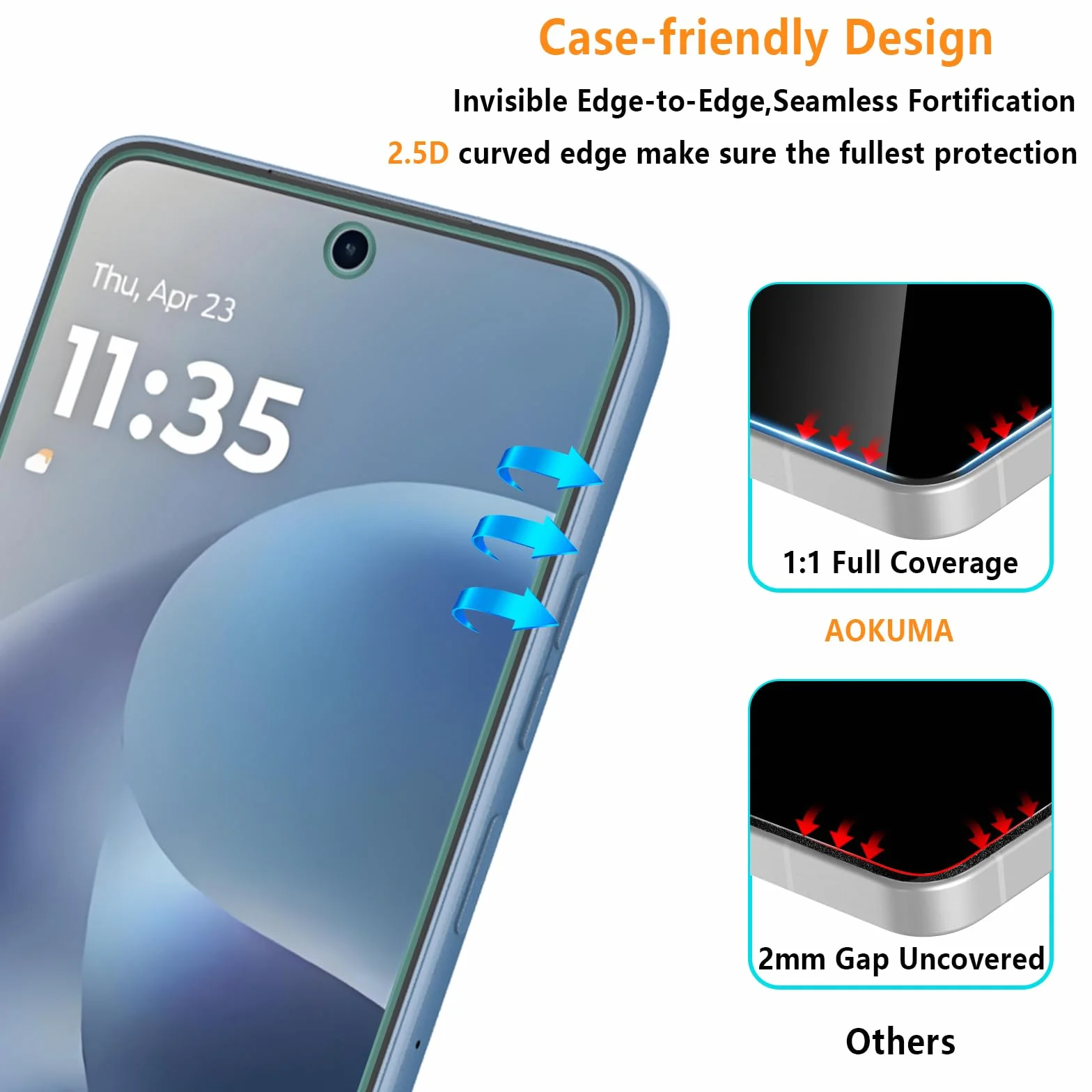 AOKUMA Ochraniacz ekranu do Motorola Moto G15, szkło hartowane 9H, 2 sztuki