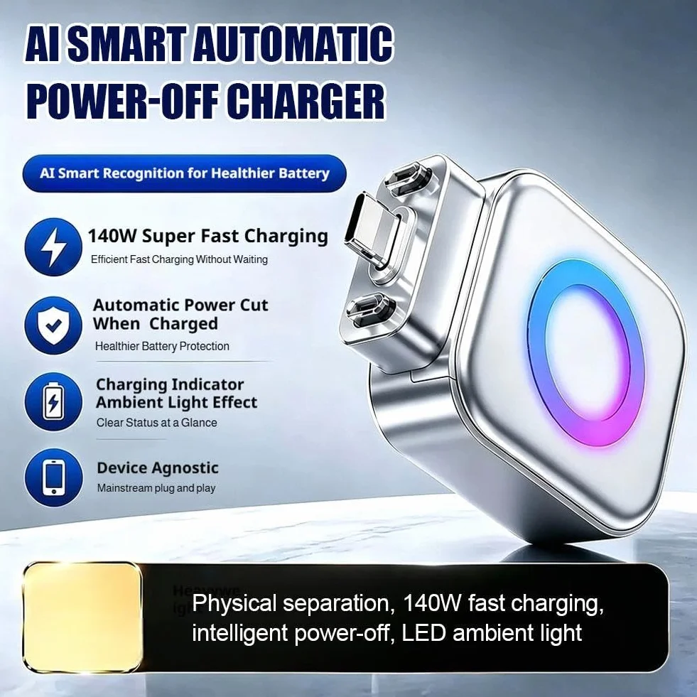 Adapter szybkiego ładowania 140 W z automatycznym wyłączaniem i ochroną baterii