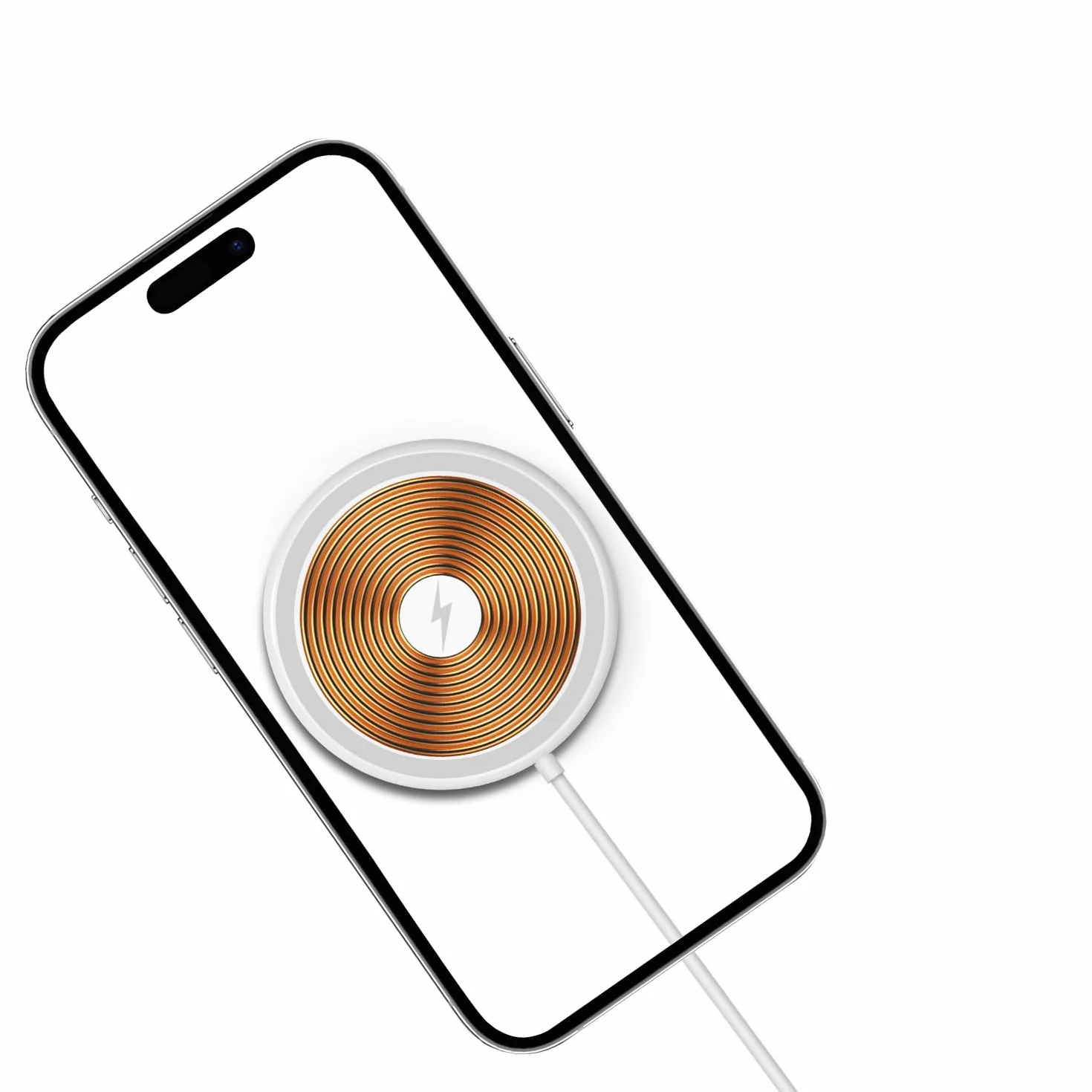 Ładowarka Indukcyjna Magnetyczna 15W USB-C/USB-A, Minimalistyczny Design, Biała, Zintegrowany Kabel 1m Qi, Szybkie Ładowanie (Biały)