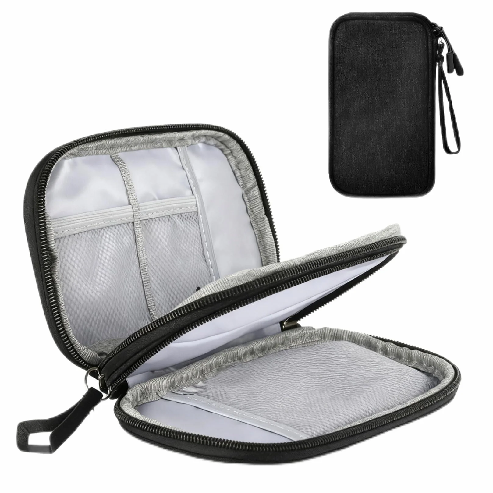 Organizer na kable, torba elektroniczna do organizera kabli podróżnych, dwuwarstwowy przenośny organizer kabli ładujących do elektroniki USB powerbank