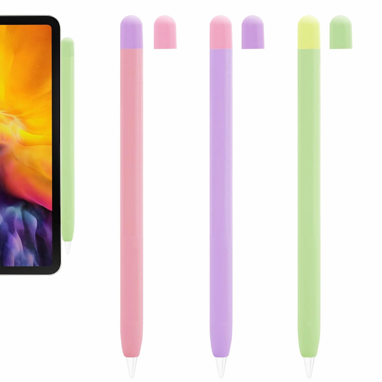 Silikonowe etui na rysik Apple Pencil kompatybilne z Apple Pencil Pro i 2. generacji ergonomiczny uchwyt magnetyczne ładowanie fioletowe matcha zielona różowe