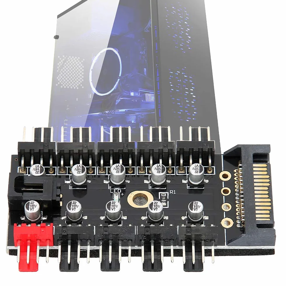 Koncentrator sterowania PWM do wentylatora obudowy komputera, 4-pinowy rozdzielacz chłodzenia procesora, kontroler SATA/4D (SATA) 12V
