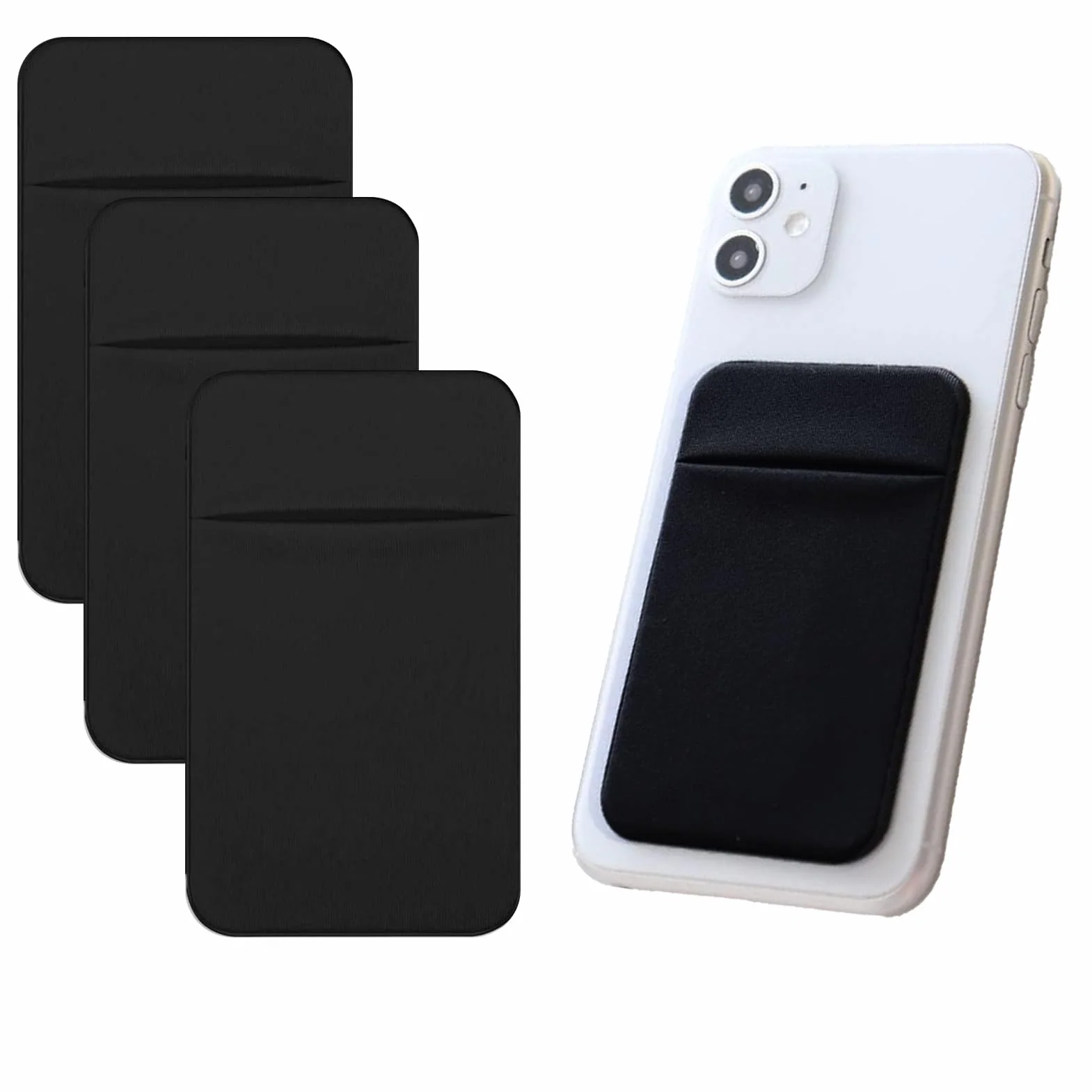 Minimalistyczne Samoprzylepne Etui na Karty z Elastycznego Materiału, Uchwyt na Tył Telefonu Komórkowego, Czarny, 95x58mm