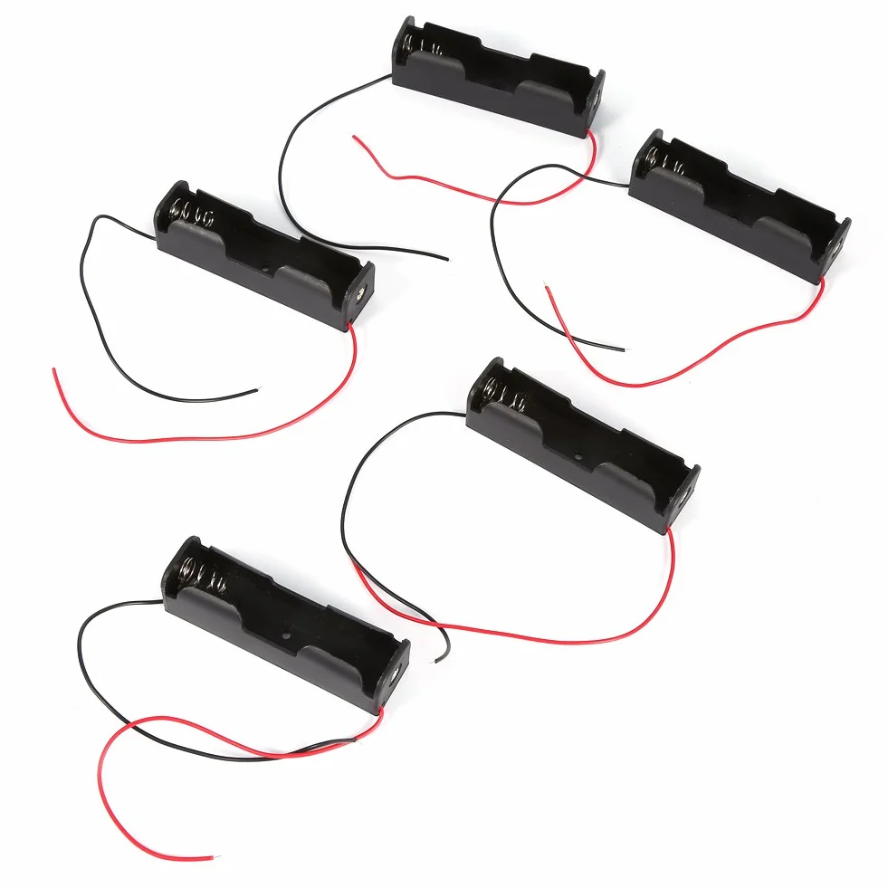 5 szt. Plastikowy Pojemnik na Baterie Schowek Case z Przewodami do Baterii, Typ Klipsa 3.7V do Podłączenia