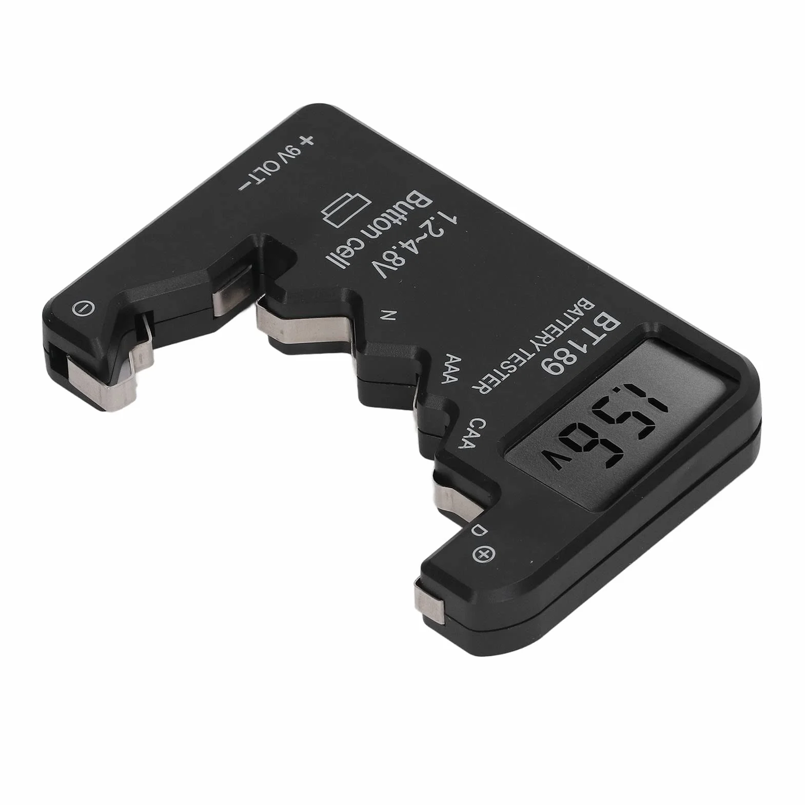 Tester Baterii, Wyświetlacz LCD Uniwersalny Kontroler Baterii do Baterii AA AAA 6F22 9V 1,5V, Tester Baterii do Baterii Domowych - Smal Electrical Equipment (Czarny)