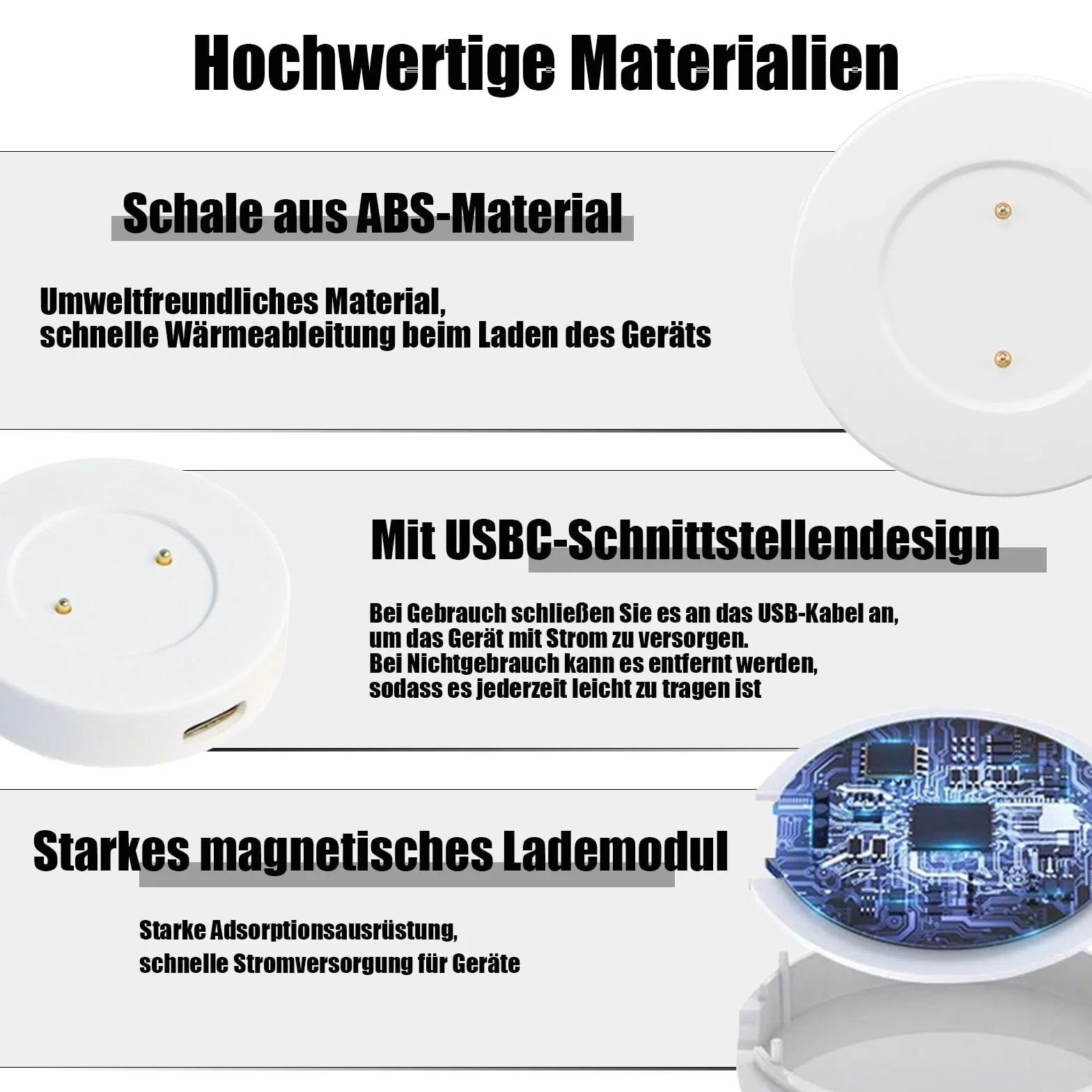 Powice Bezprzewodowa ładowarka do Huawei Watch, indukcyjna stacja ładująca 5 W, stacja ładująca do Huawei, bezprzewodowa ładowarka do HuaweiGT2/GTSports/Vitality/Fashion/GT2E/ECG/Dream/HonorMagic2