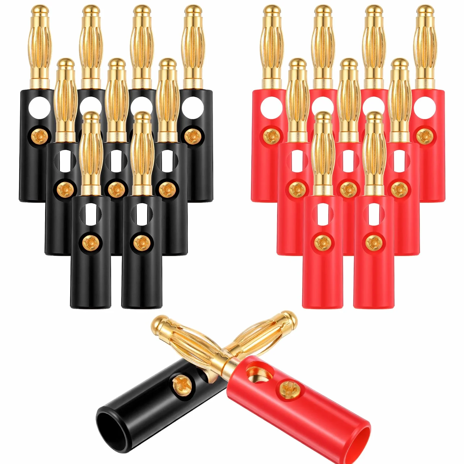 Wtyki bananowe 4 mm 20 sztuk do głośników kabli HiFi stereo