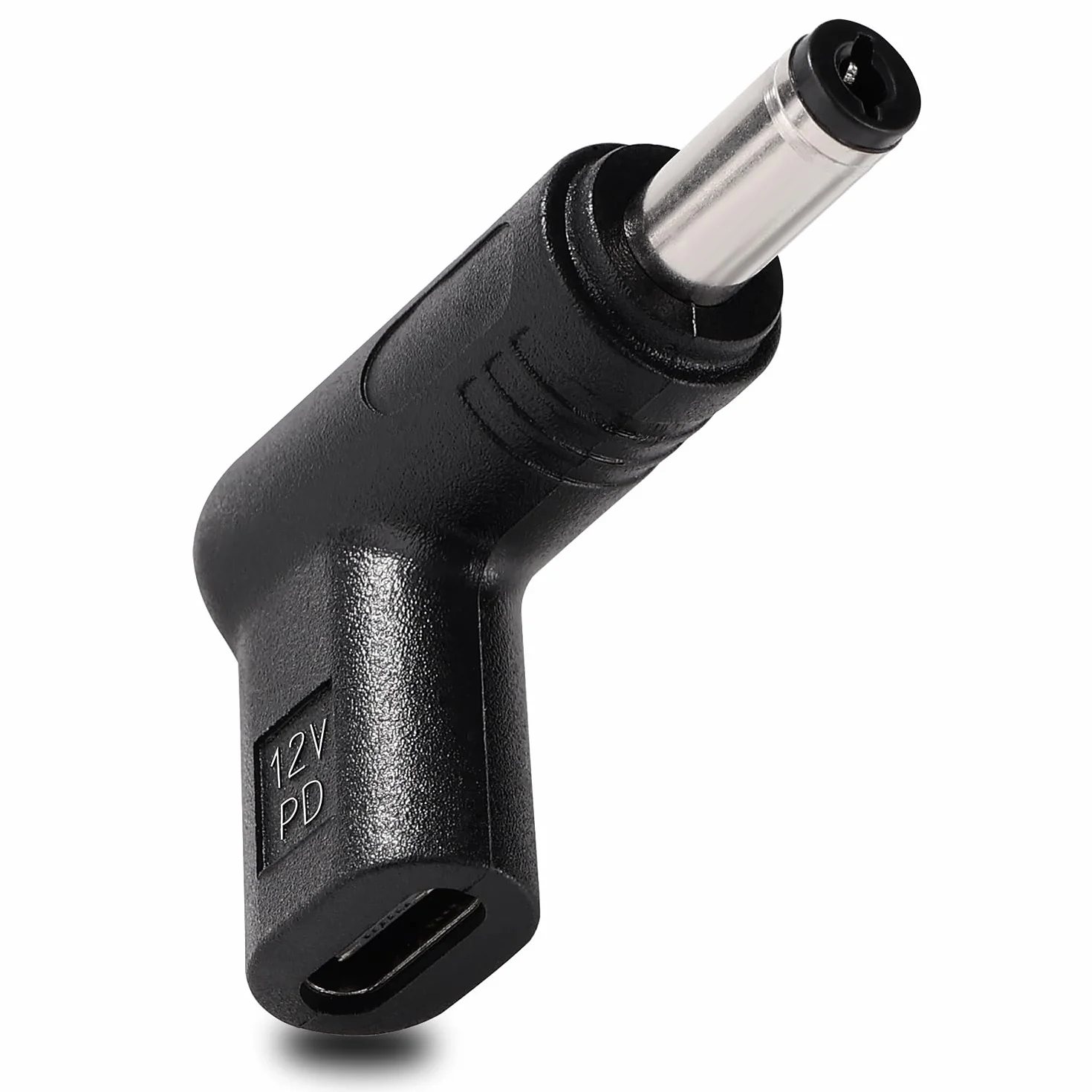 USB C do DC 12V Adapter, USB 3.1 Typu C USB-C Żeński do DC 5.5x2.1 mm Męski Adapter PD Emulator Trigger 90 Stopni Kątowy, do Routerów, Modemów Optycznych, Sprzętu Monitorującego