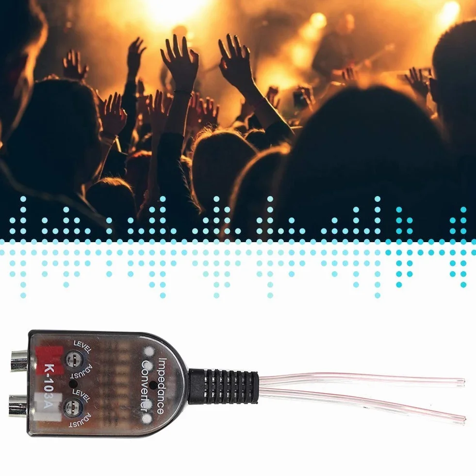 Aramox Konwerter samochodowy audio, impedancja dźwięku Stero, regulowany głośnik, wysoki do niski, Line Audio impedance konwerter ABS