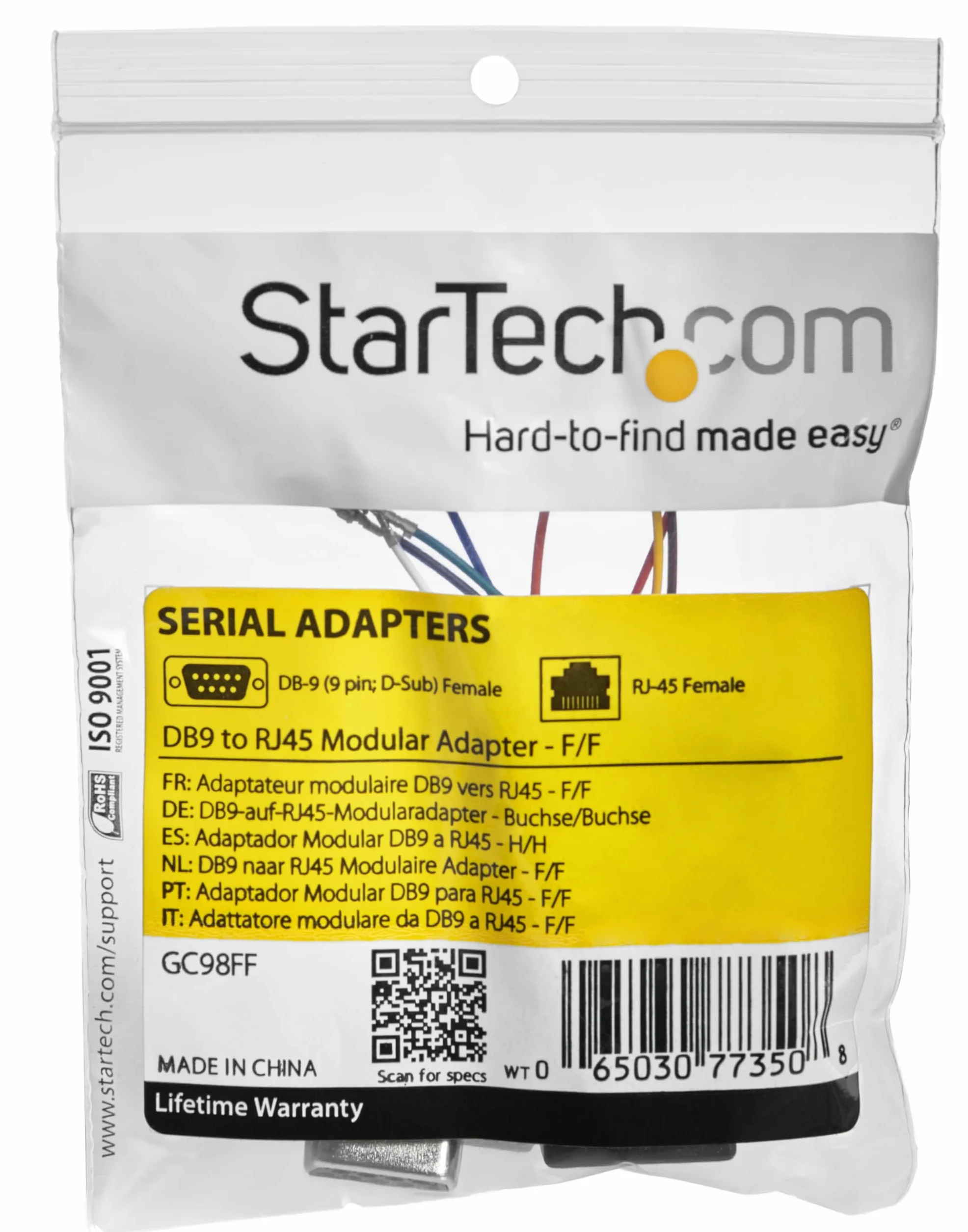 StarTech.com Adapter modułowy DB9 na RJ45 - F/F - adapter szeregowy - DB-9 (F) na RJ-45 (F) - GC98FF