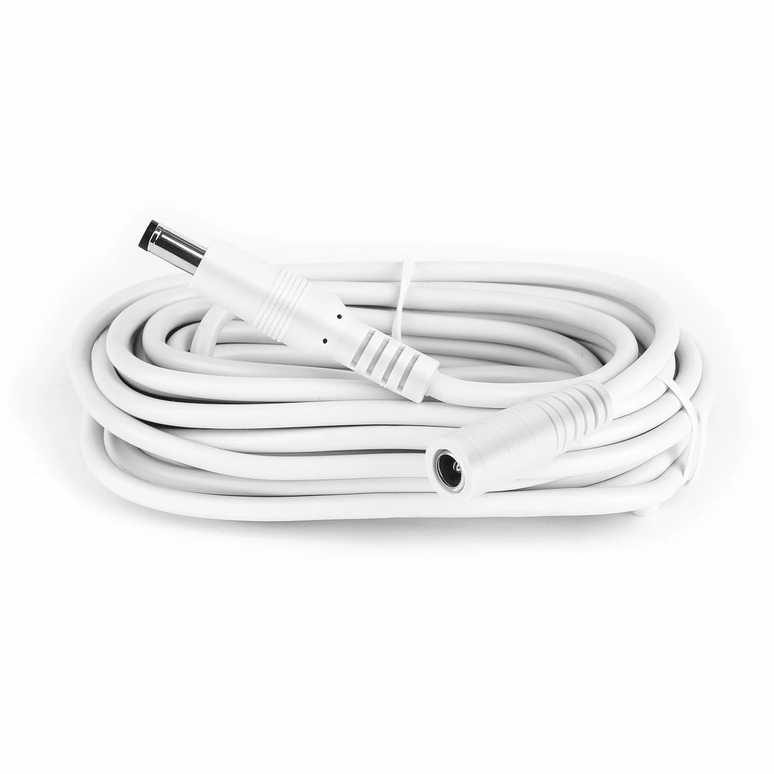 Przedłużacz zasilania DC 5 m, wtyczka 5,5 mm x 2,1 mm, wtyczka męska na żeńska, DC 5 V 6 V 9 V 12 V 24 V do kamer bezpieczeństwa, DVR, routera, drukarki, taśmy LED, biały