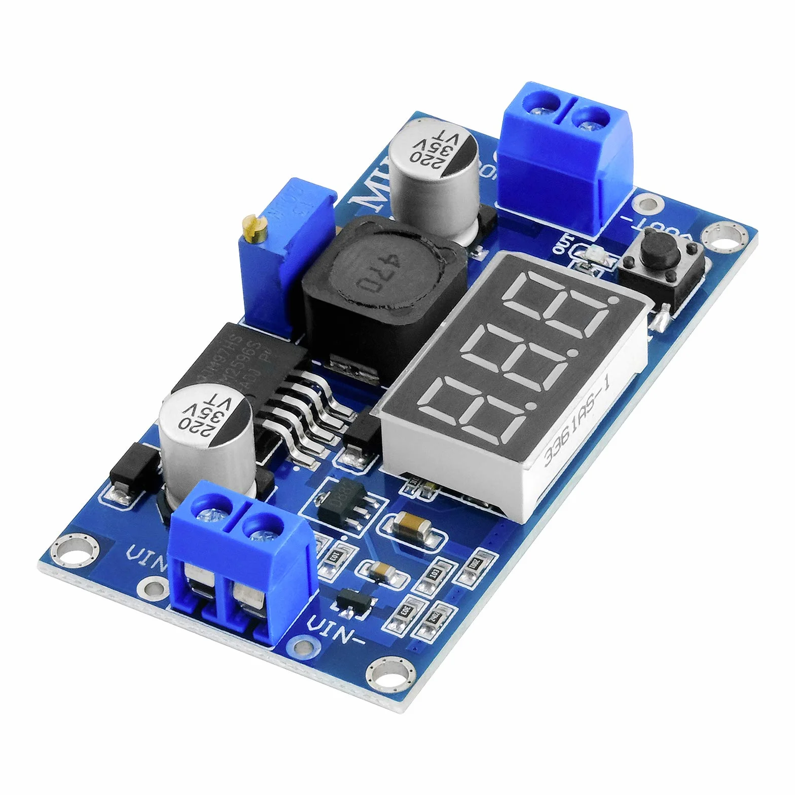 AZDelivery LM2596S step-down DC-DC buck converter moduł dla 4-40V do 3,3-24V z 3-cyfrowym wyświetlaczem cyfrowym i E-book w zestawie!