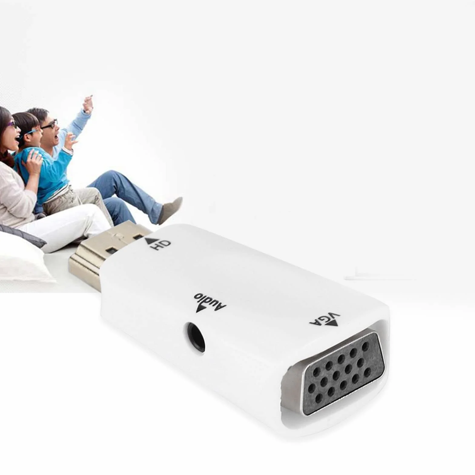 Konwerter Adaptera HDMI na Vga z Kablem Typu Jack Audio 3,5 Mm Adapter HDMI na Vga Adaptery Hdmi-na-Vga Adapter Konwertera Hdmi-żeński na Vga HD 1080P z Kablem Wyjściowym Audio