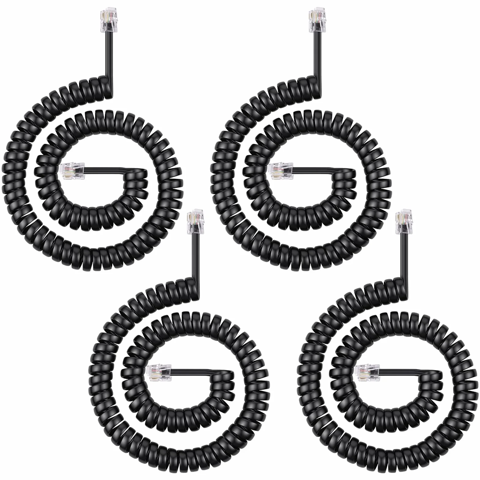 Słuchawki telefoniczne, spiralny kabel do słuchawek RJ10, 4 sztuki, 3 m, kabel do słuchawek z wtyczką modułową 4P4C, do telefonów stacjonarnych, kompatybilny z NEC, Rolm, ITT, Tie itd.